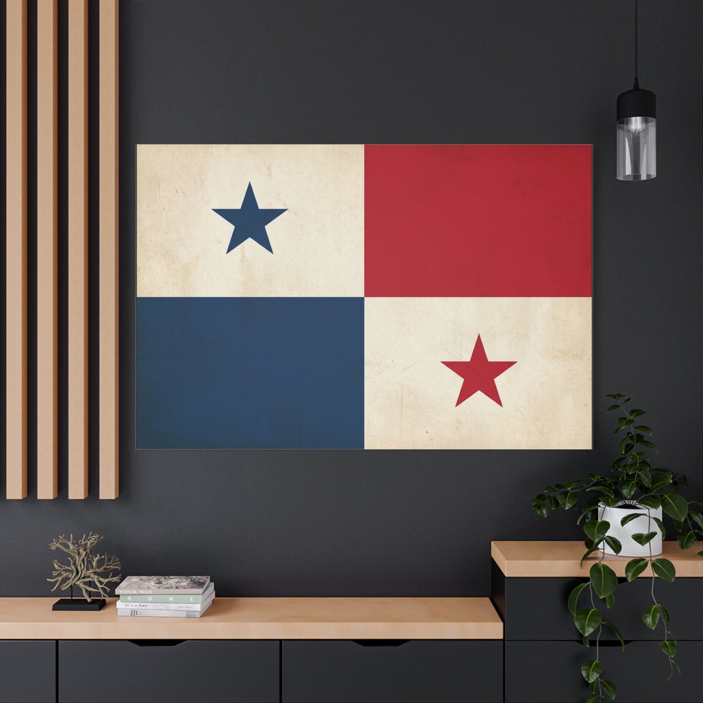 Panama Flag Canvas Wall Art - Vintage Republic Banner Print, Patriotic Red White Blue Star Design - Traditional Style Wall Decor - Living Room Home Decoration, Office Accent - Bedroom Home Decoration