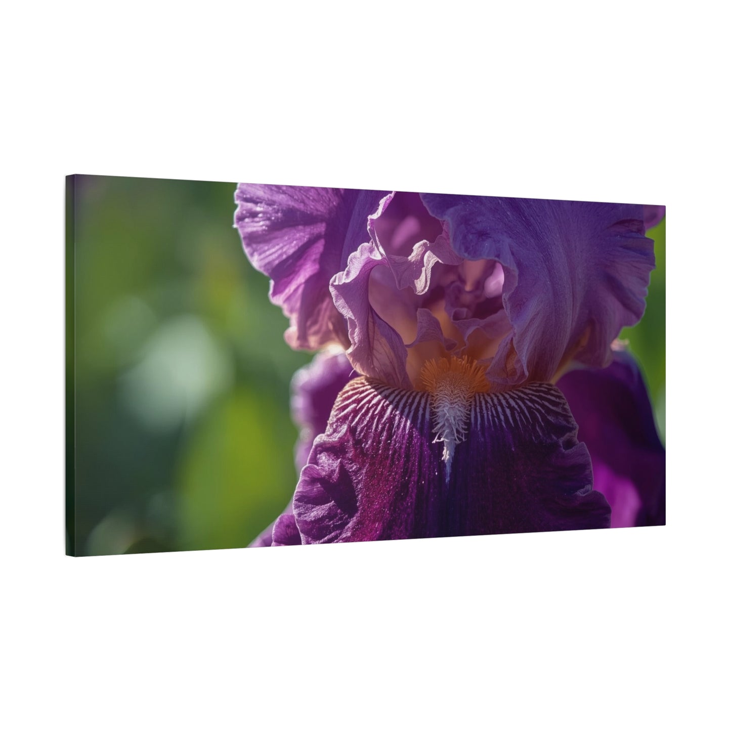 Purple Iris Canvas Wall Art - Floral Macro Art Print, Botanical Canvas Print - Soft Matte Cotton Detail, Contemporary Style - Bedroom Wall Decor, Living Room Home Accent - Bedroom Home Decoration