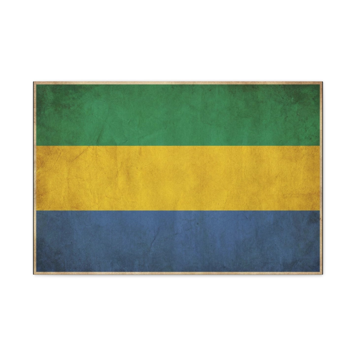 Gabon Flag Canvas Wall Art - Vintage Green Yellow Blue Country Print - Rustic Textured National Pride Decor - Living Room Wall Decor, Bedroom Home Decoration, Dorm Accent - Bedroom Home Decoration