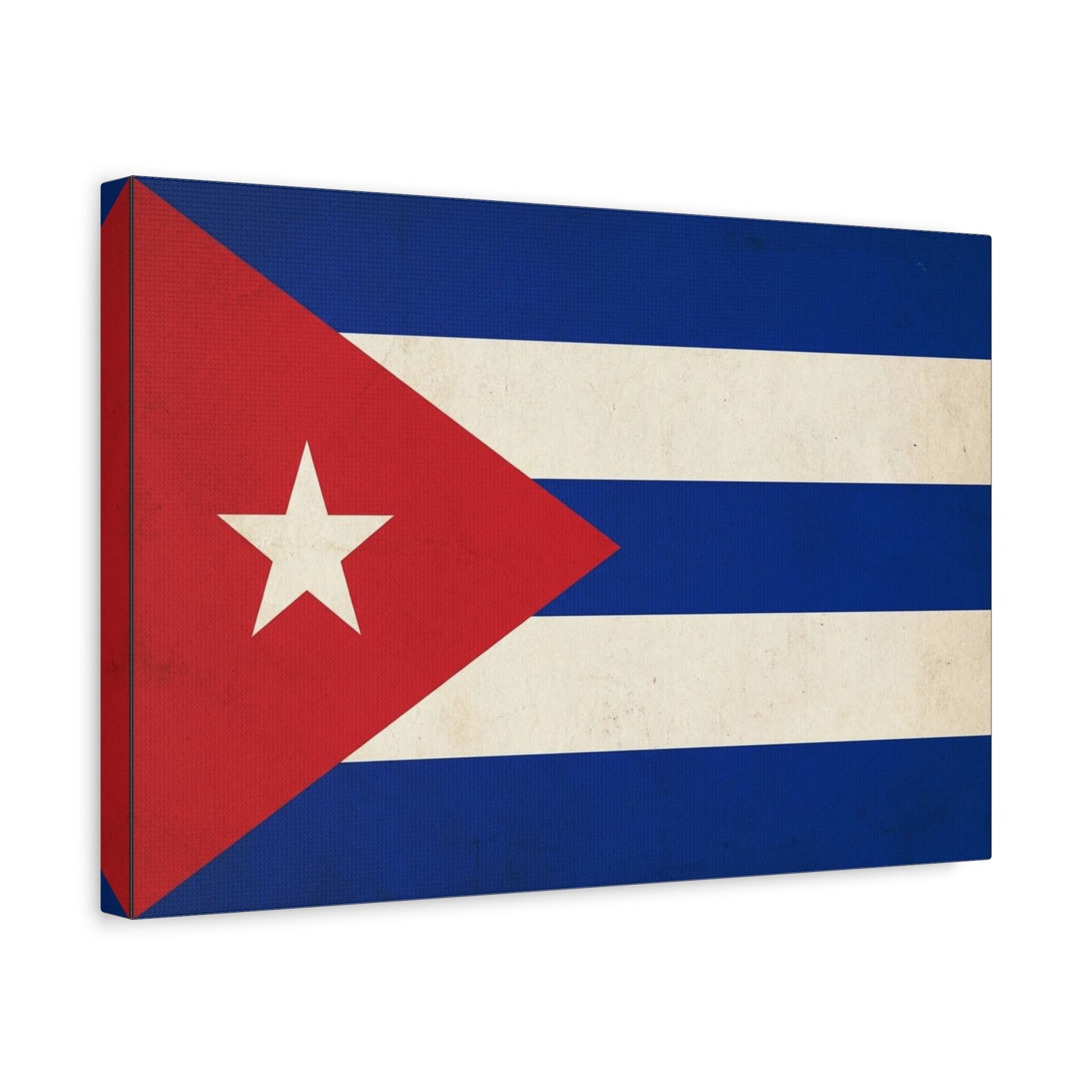Cuban Flag Canvas Wall Art - Vintage Cuba Flag Print, Patriotic Heritage Decor - Distressed Cotton Canvas - Traditional Style For Living Room, Office Wall Decor - Bedroom Home Decoration