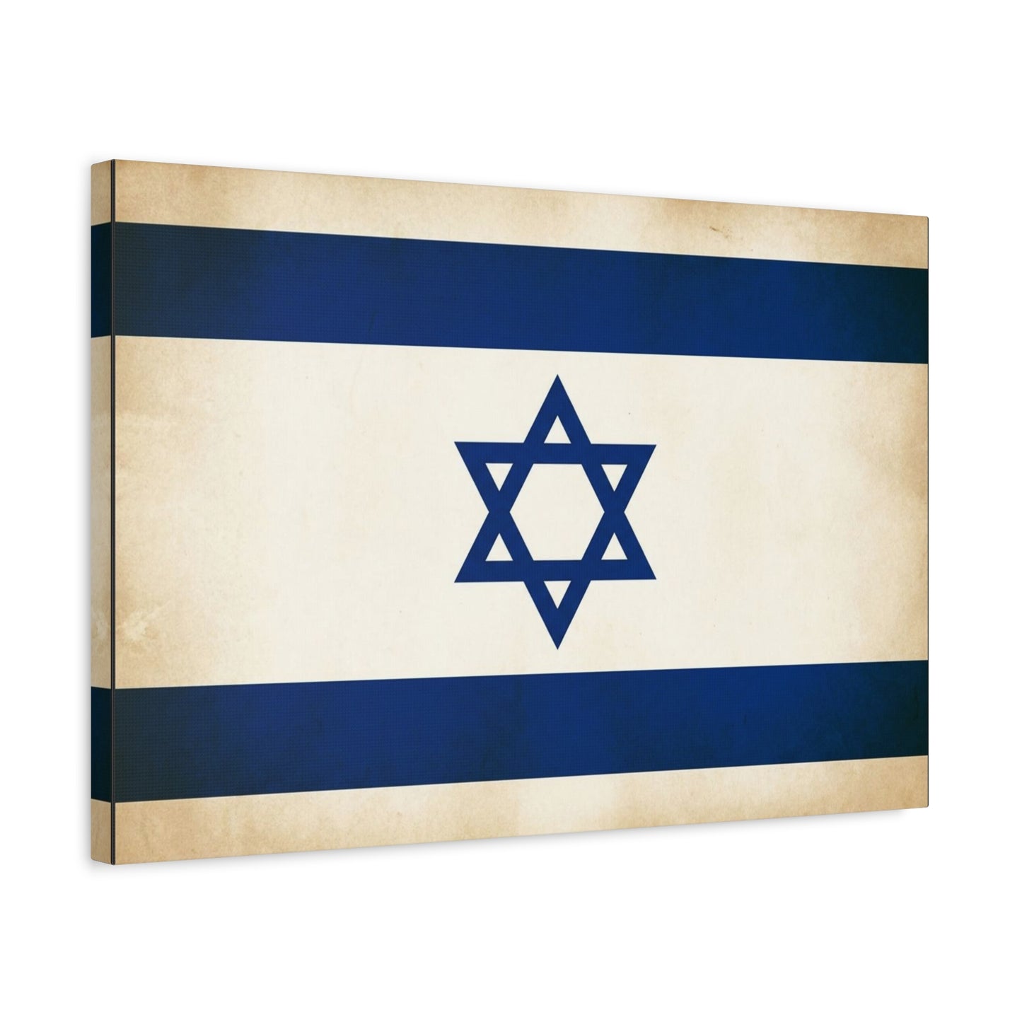 Israel Flag Canvas Wall Art - Vintage Blue And White Star Of David Decor - Matte Minimalist Jewish Home Decoration - Living Room Wall Decor, Bedroom Accent - Bedroom Home Decoration - Ready to Hang