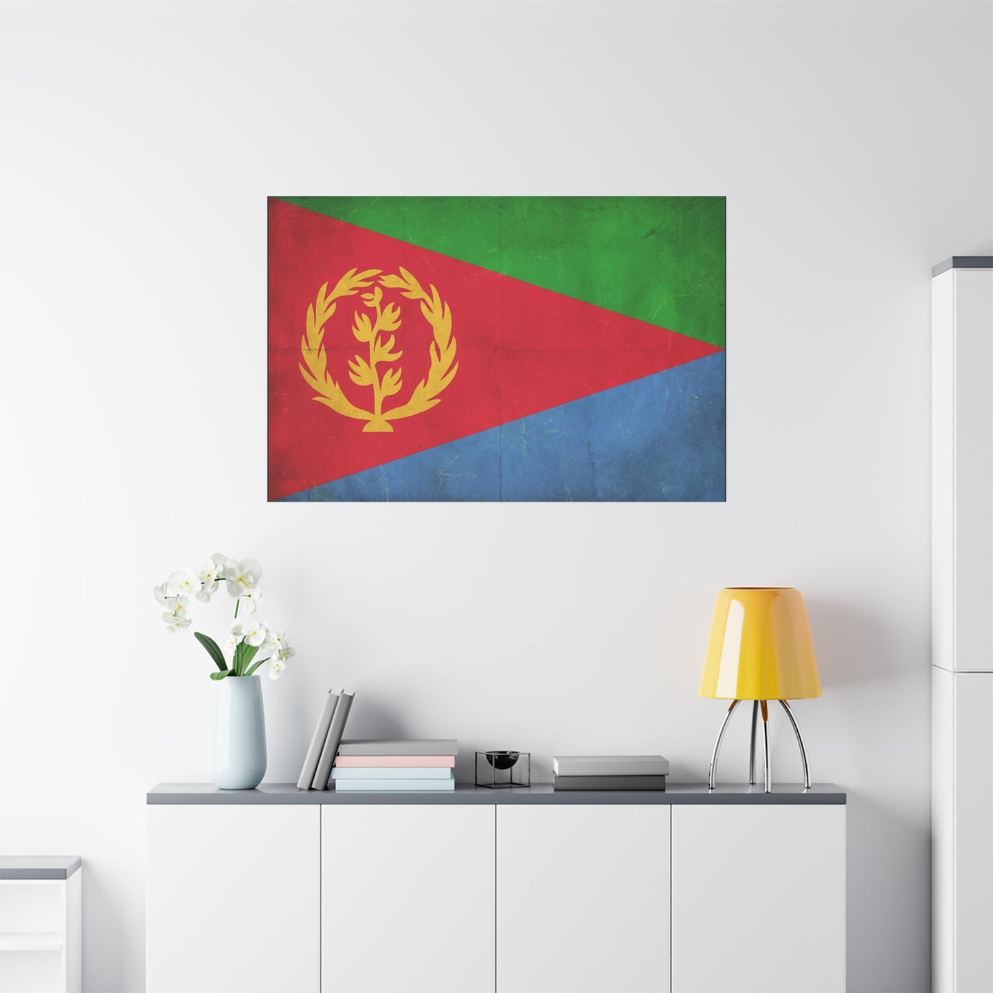 Eritrea Flag Canvas Wall Art - Vintage Eritrean National Flag Print, Distressed Patriotic Country Decor - Colorful Typography Style - Living Room Wall Decor - Ready to Hang - Bedroom Home Decoration