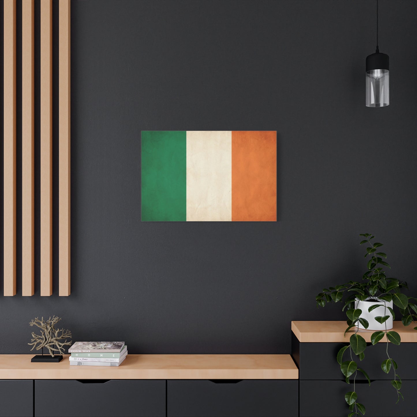 Irish Flag Canvas Wall Art - Vintage Tricolor Ireland Print, Green White Orange Rustic Texture - Minimalist Traditional Style - Living Room Wall Decor, Office Art Accent - Bedroom Home Decoration