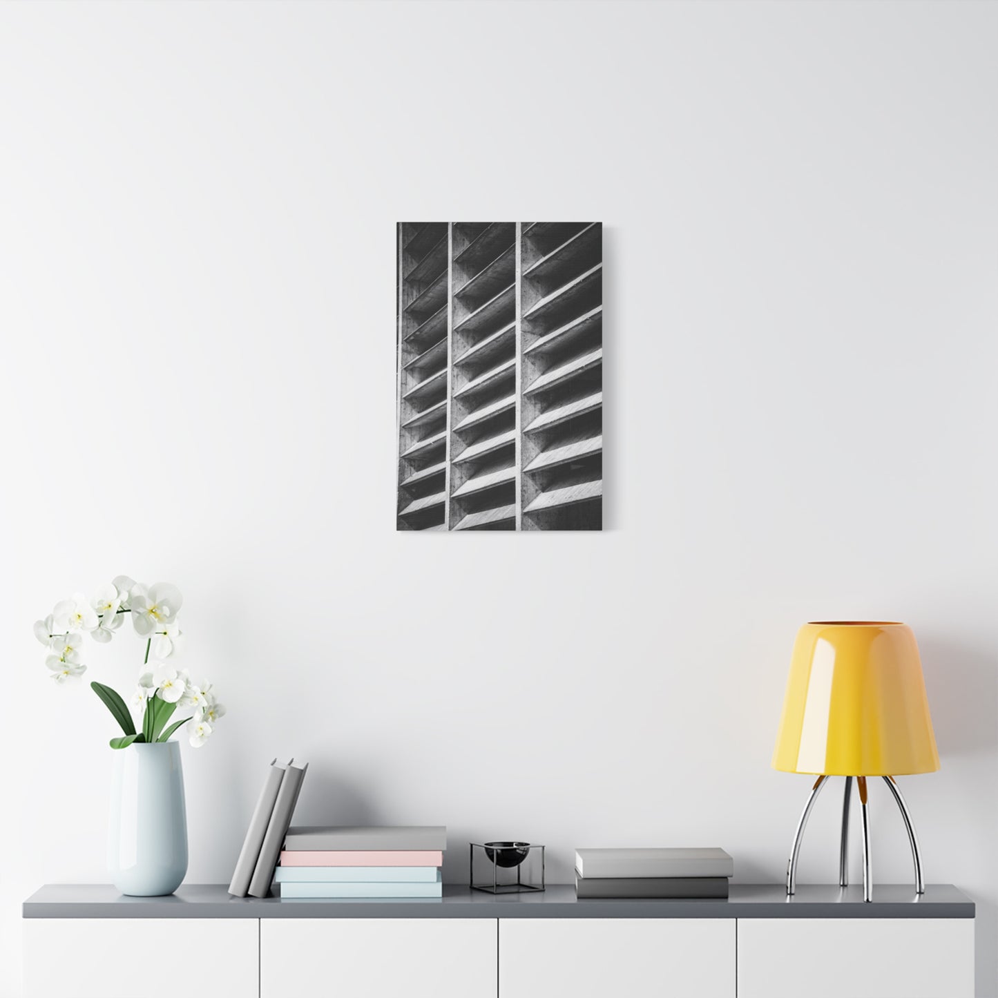 Black And White Brutalist Architecture Canvas Wall Art - Concrete Facade Art Print, Minimalist Contemporary Style - Modern Office Wall Decor, Living Room Home Decoration - Bedroom Home Decoration