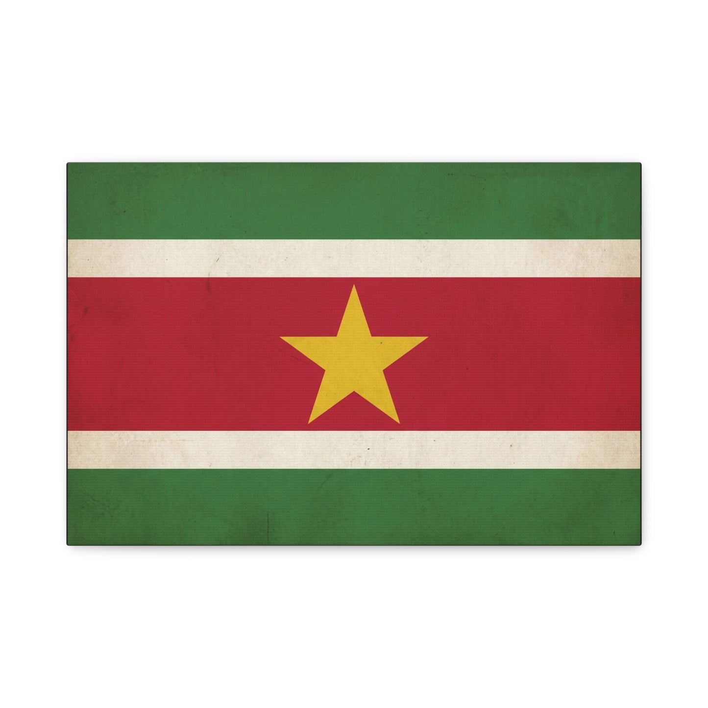 Suriname Flag Canvas Wall Art - Vintage Country Pride Decor, Retro National Banner Print - Green Red White Gold Star Design - Living Room Wall Decor - Bedroom Home Decoration - Bedroom Home Decoration