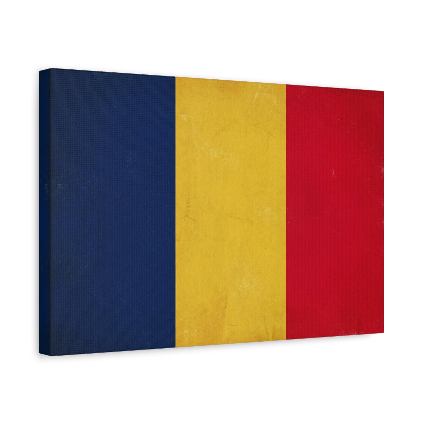 Romania Flag Canvas Wall Art - Vintage Tricolor Country Print, Blue Yellow Red Patriotic Decor - Minimalist Textured Artwork - Living Room Wall Decor - Bedroom Home Decoration - Modern Farmhouse Style