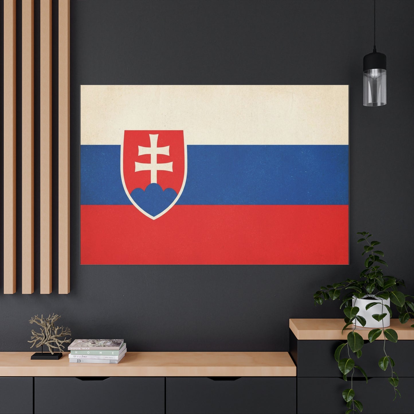 Slovakia Flag Canvas Wall Art - Vintage Slovak Republic Banner Print, Patriotic Heritage Decor - Minimalist National Color Design - Living Room Wall Decor - Bedroom Home Decoration - Ready to Hang
