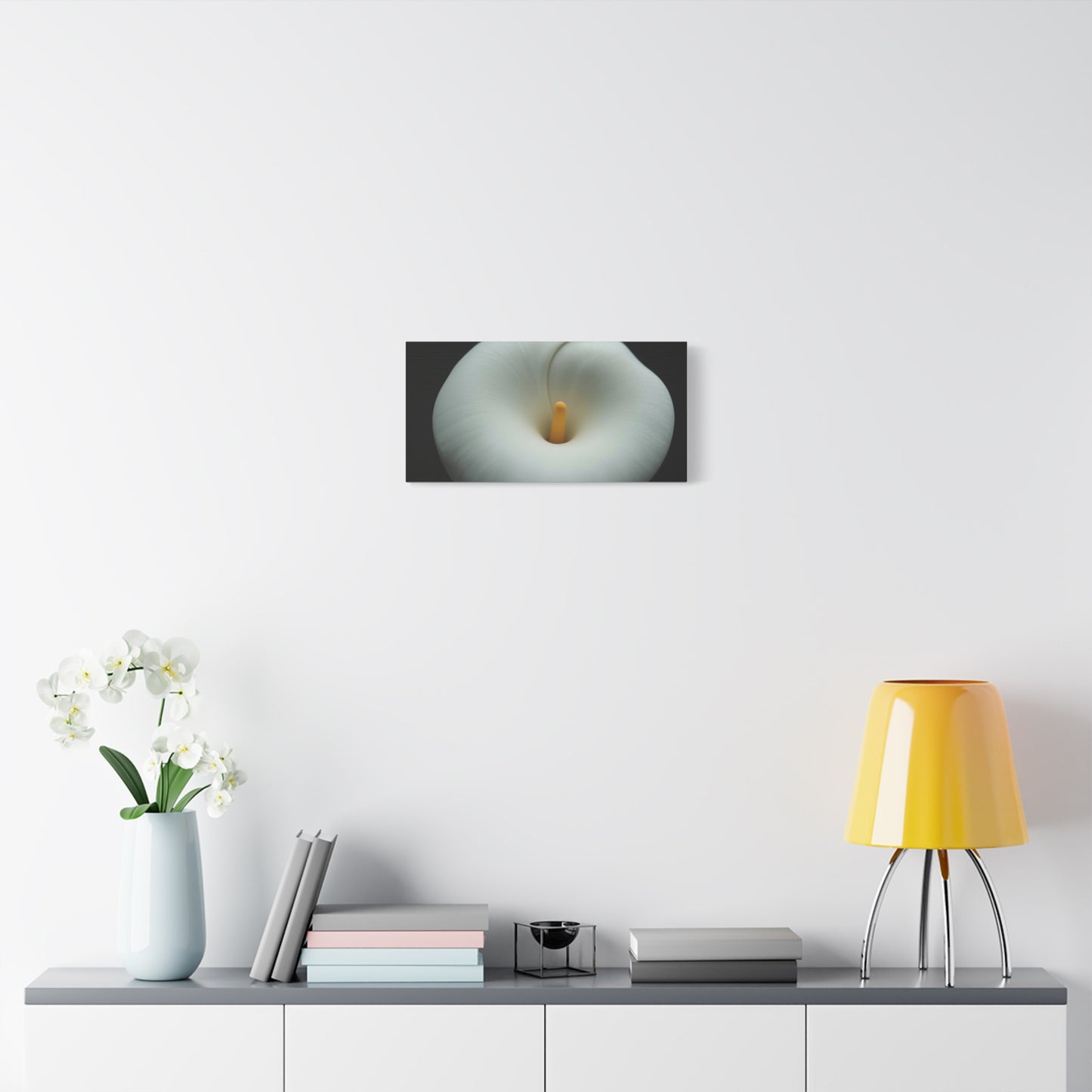 White Calla Lily Canvas Wall Art - Floral Macro Bloom, Minimalist Botanical Canvas Print - Soft Matte Cotton Decor, Contemporary Style - Bedroom Wall Decor, Spa Accent - Bedroom Home Decoration