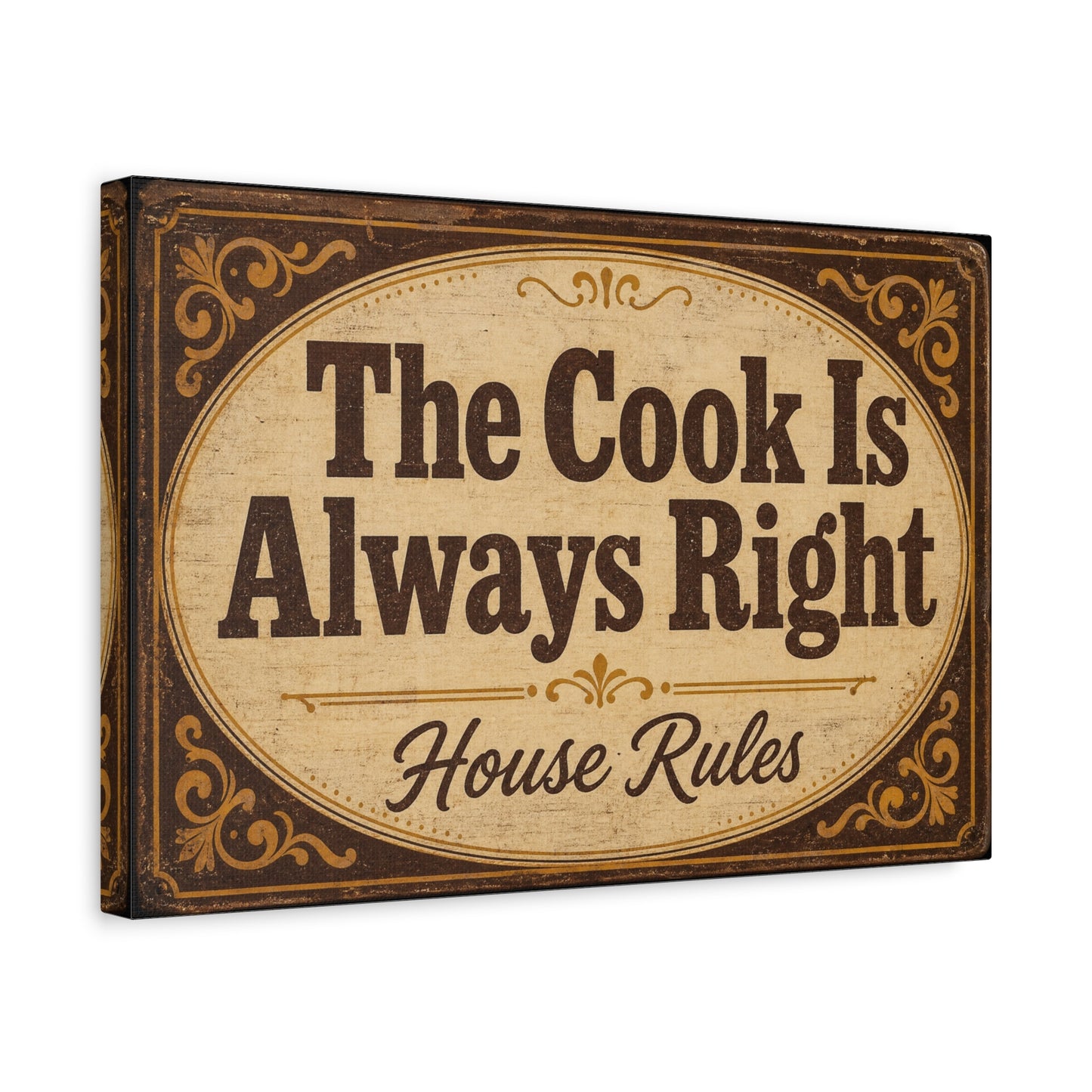 "The Cook Is Always Right" Canvas Wall Art - Vintage Kitchen Sign, House Rules Typography Print - Rustic Farmhouse Style, Dining Room Wall Decor, Kitchen Home Decoration - Bedroom Home Decoration