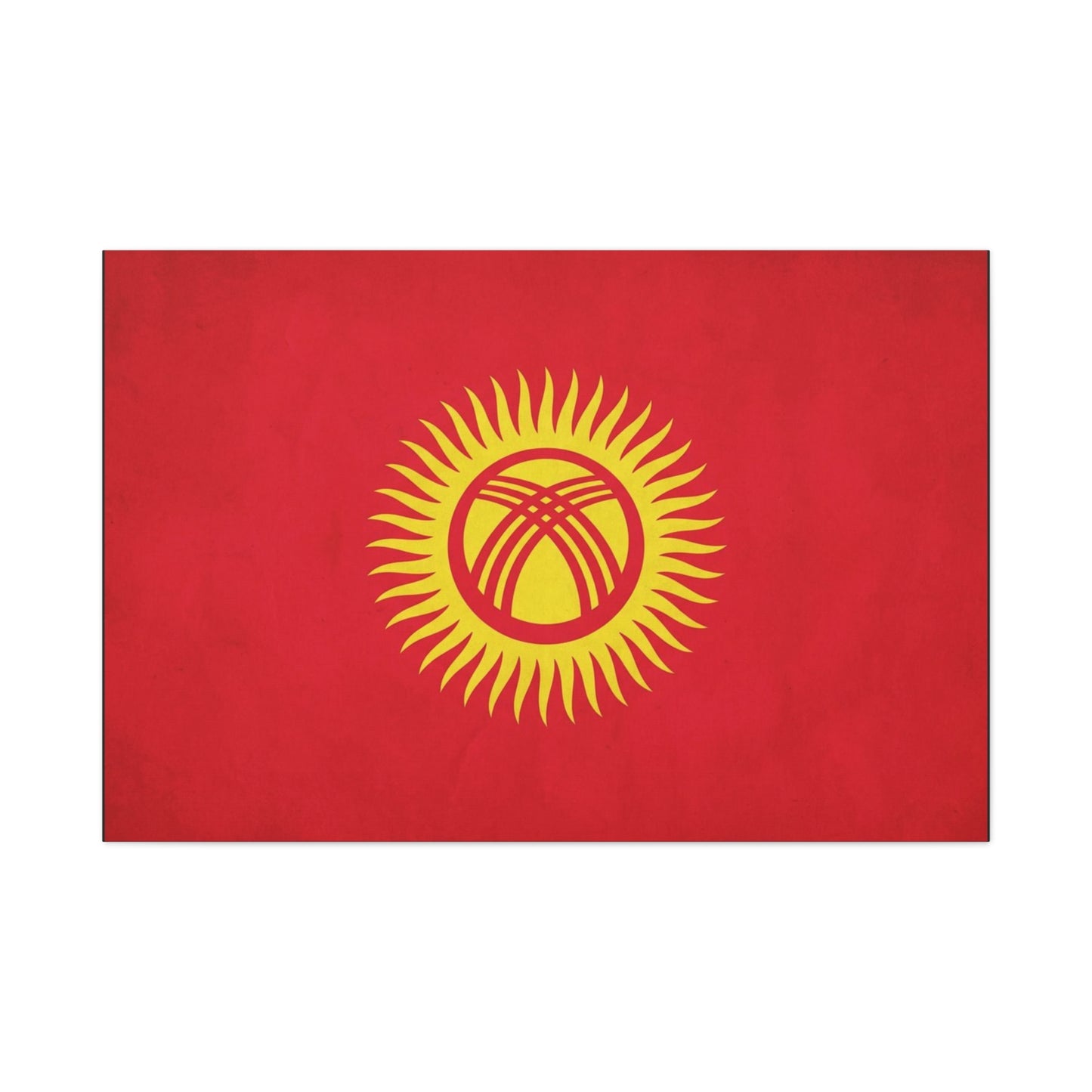 Kyrgyzstan Flag Canvas Wall Art - Red Sun Tunduk Emblem Print Picture - Minimalist Patriotic Wall Decor, Modern Home Decoration, Living Room Accent, Office Art - Bedroom Home Decoration