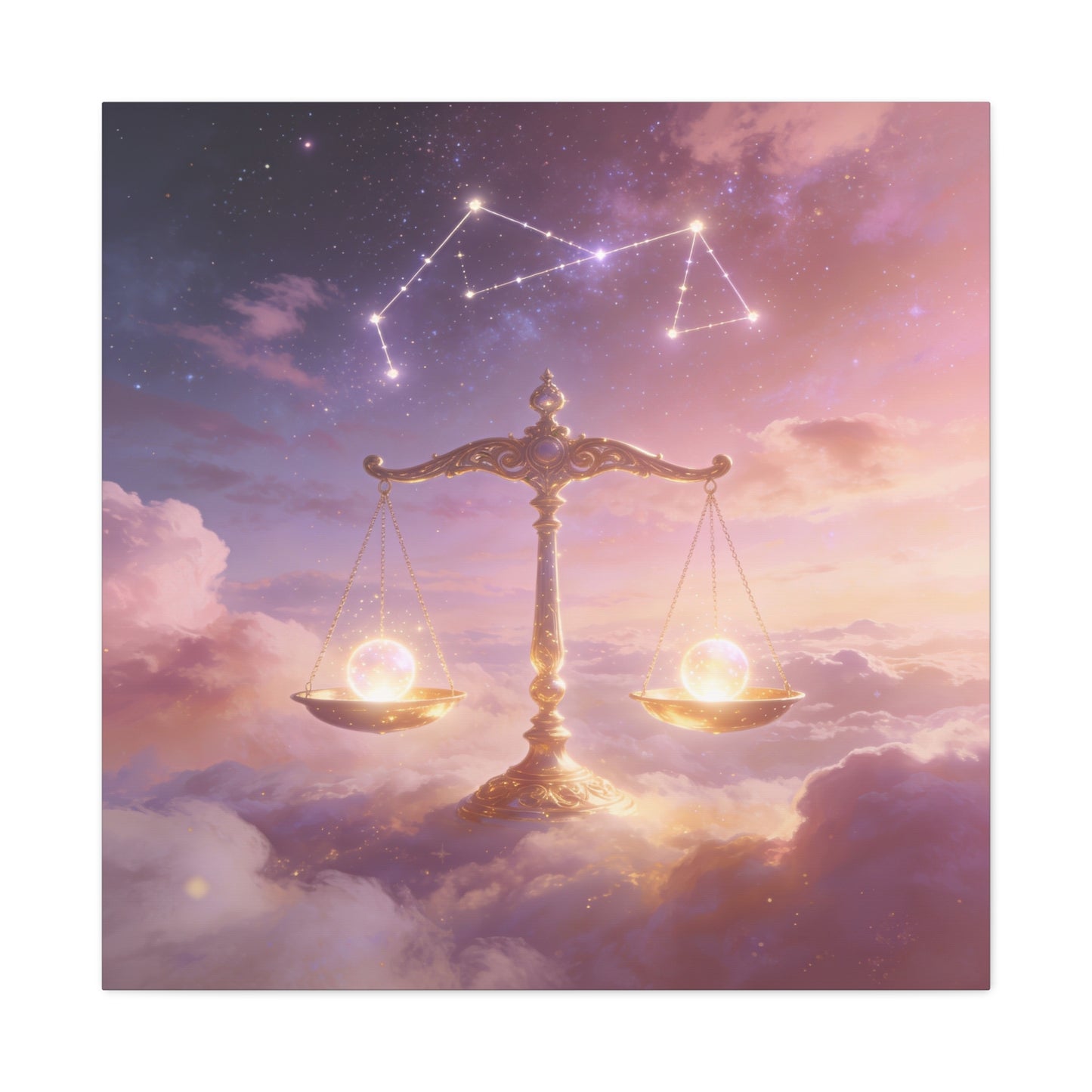 Libra Zodiac Canvas Wall Art - Celestial Scales, Pink Purple Sky, Astrology Decor - Dreamy Matte Canvas Print - Bedroom Wall Decor, Meditation Space Accent, Office Art - Bedroom Home Decoration