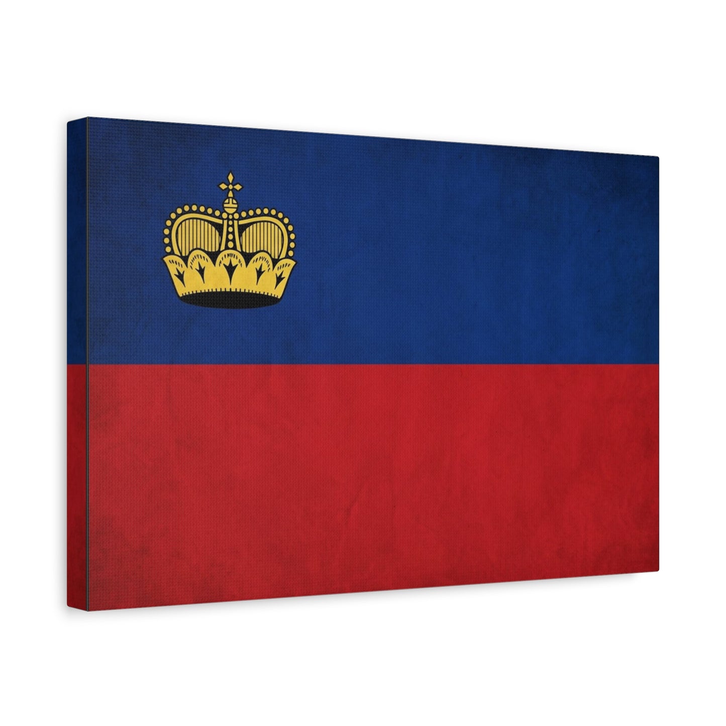 Liechtenstein Flag Canvas Wall Art - Blue Red Banner With Gold Crown - Minimalist National Print, Cotton Canvas Decor - Living Room Wall Decor, Bedroom Home Decoration - Bedroom Home Decoration