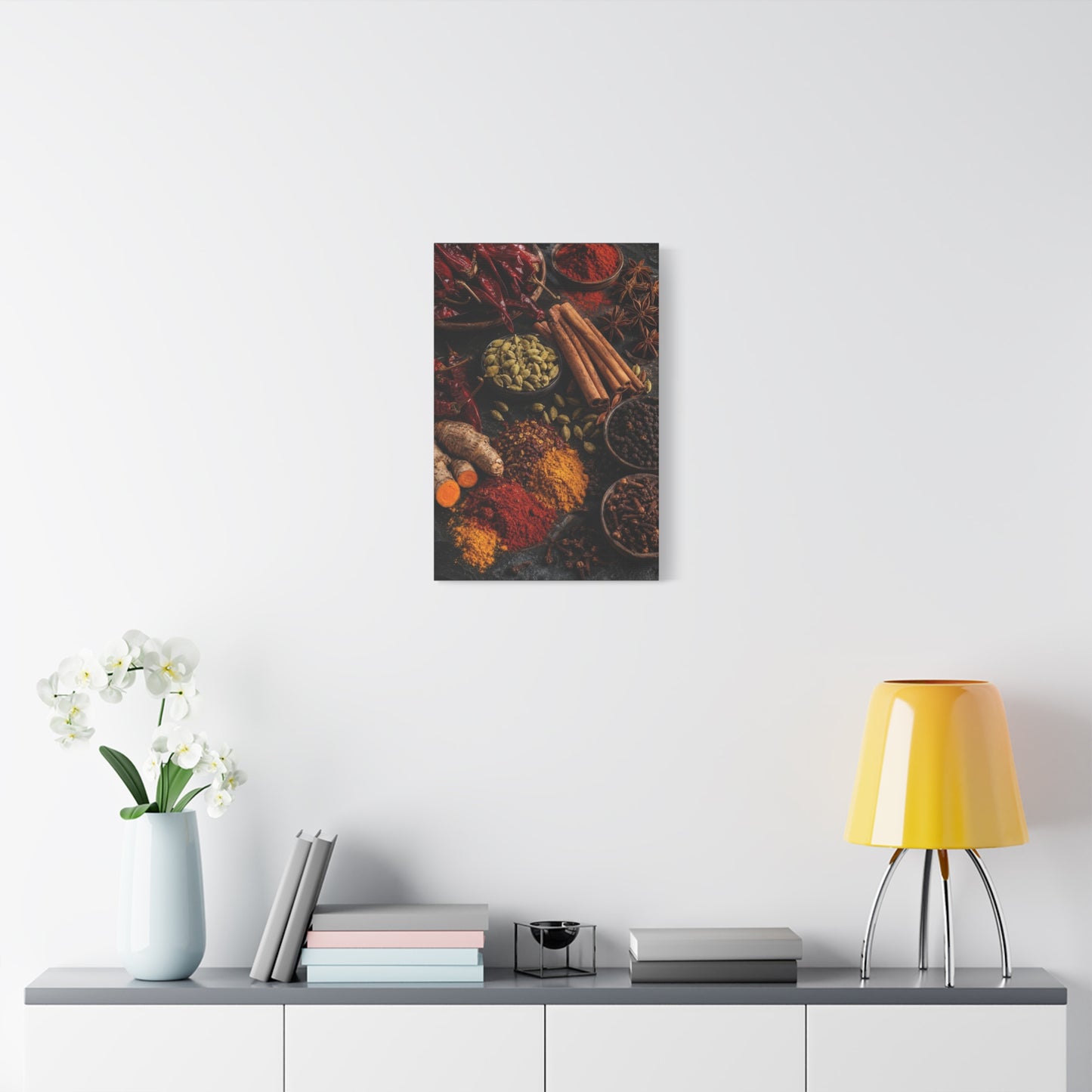 Spice Still Life Canvas Wall Art - Dried Chili Peppers, Cinnamon, Turmeric, Star Anise - Rustic Food Art Print - Kitchen Wall Decor, Dining Room Accent, Vintage Style - Bedroom Home Decoration