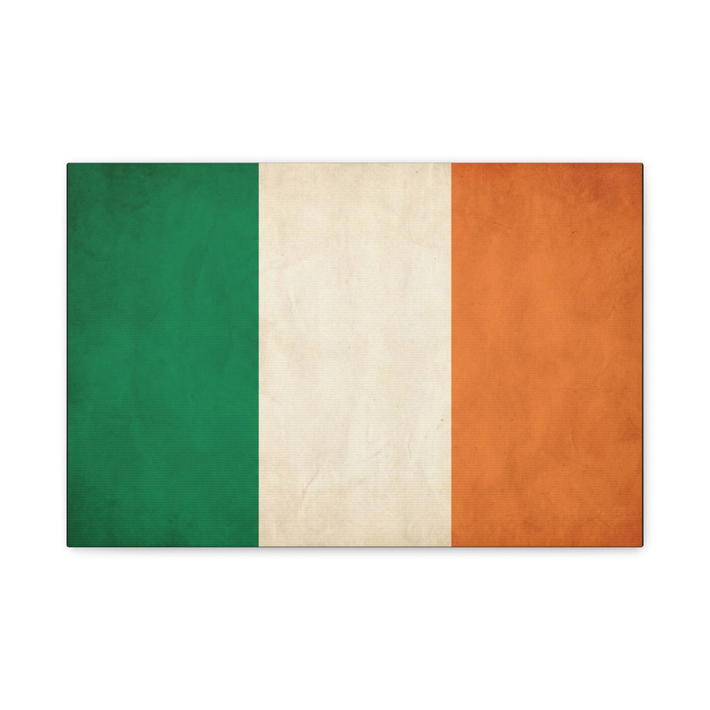 Irish Flag Canvas Wall Art - Vintage Tricolor Ireland Print, Green White Orange Rustic Texture - Minimalist Traditional Style - Living Room Wall Decor, Office Art Accent - Bedroom Home Decoration