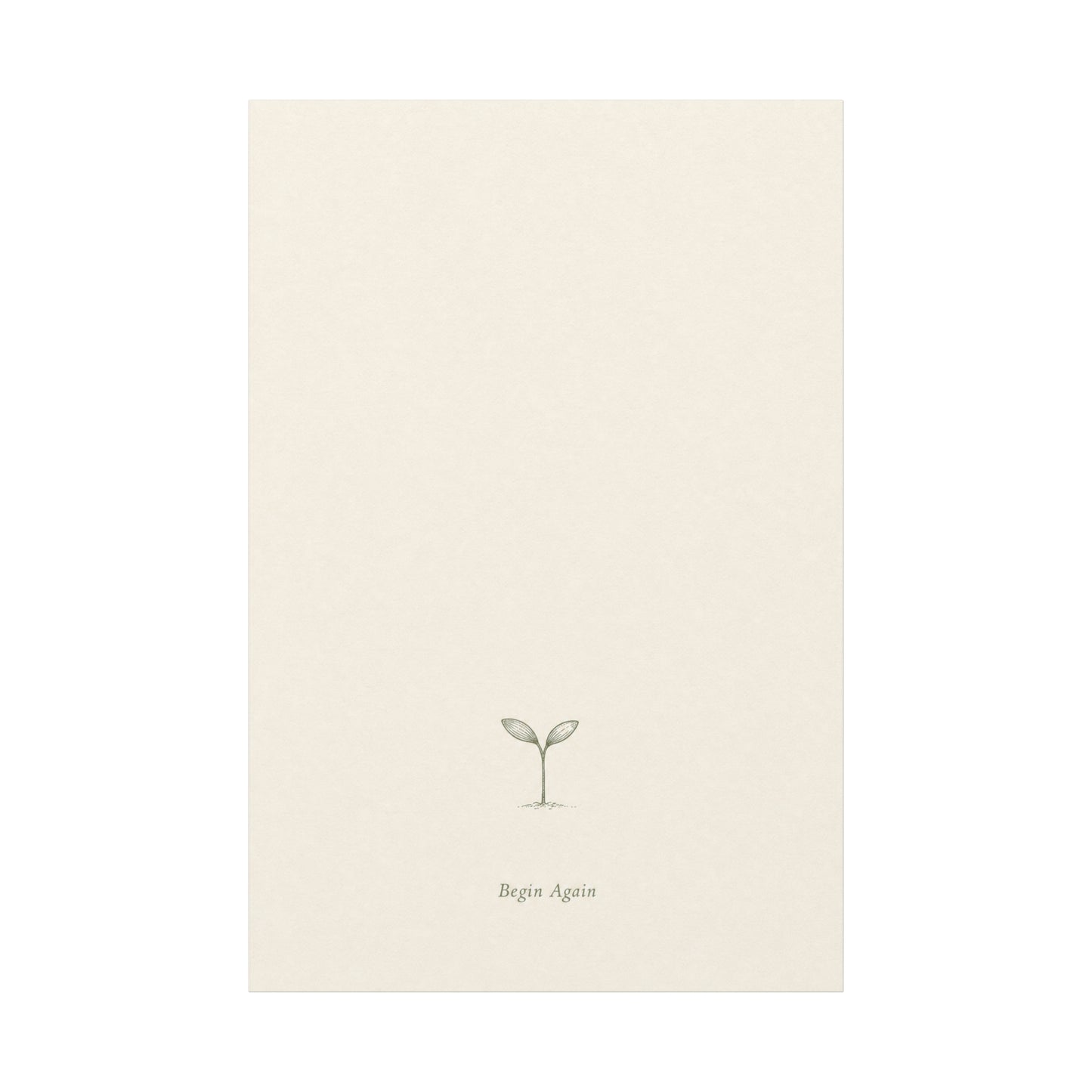 "Begin Again" Minimalist Sprout Canvas Wall Art - Botanical Quote Print, Neutral Beige Cotton Canvas, Modern Calm Bedroom Decor, Living Room Home Decoration, Office Wall Accent - Ready to Hang