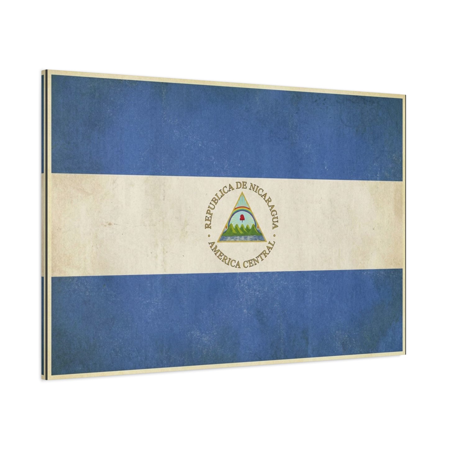 Republica De Nicaragua America Central Flag Canvas Wall Art - Vintage Blue White Country Print - Patriotic Heritage Decor - Living Room Home Decoration - Living Room Wall Decor - Cozy Reading Nook Art