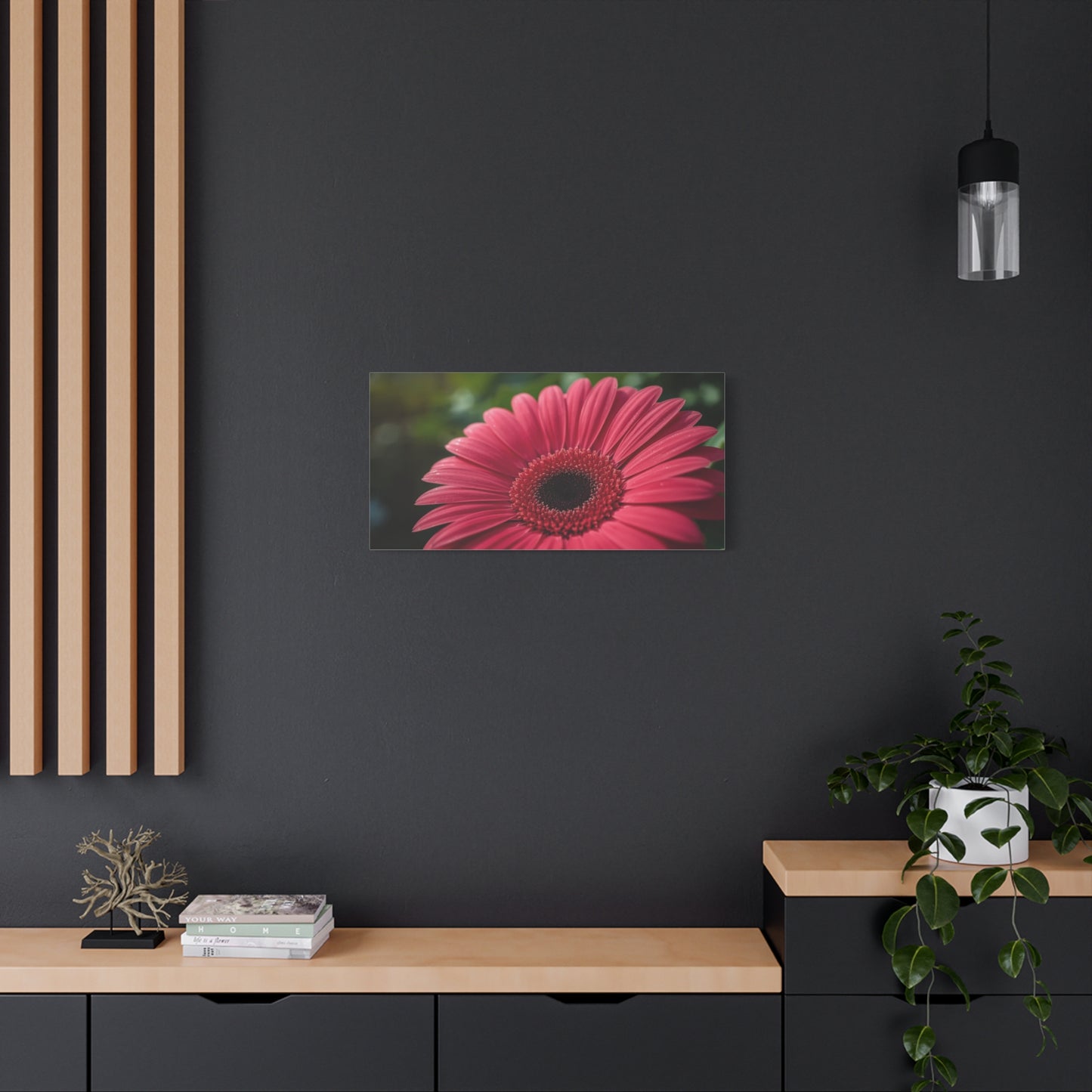 Pink Gerbera Daisy Canvas Wall Art - Floral Macro Art Print, Botanical Canvas Print - Modern Nature Home Decor, Bedroom Wall Hanging, Living Room Decoration, Office Accent - Bedroom Home Decoration