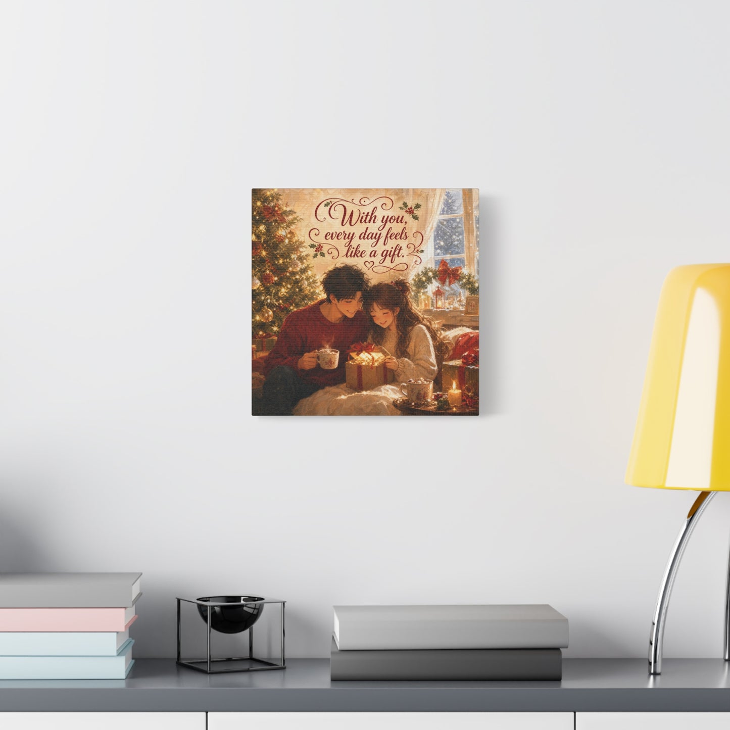 "With You" - Warm Golden Winter Decor - Traditional Quote Print For Bedroom, Living Room - Office Wall Art