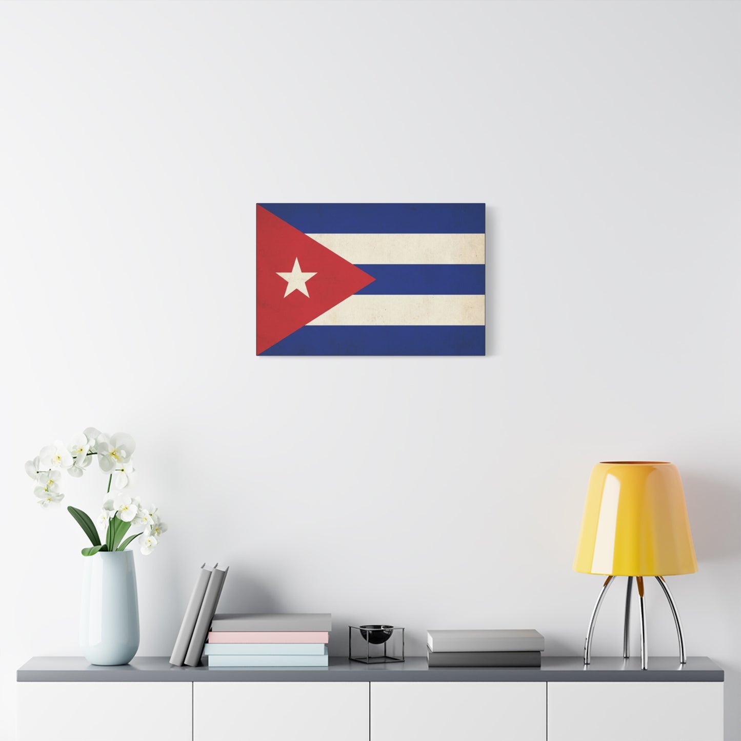 Cuban Flag Canvas Wall Art - Vintage Cuba Flag Print, Patriotic Heritage Decor - Distressed Cotton Canvas - Traditional Style For Living Room, Office Wall Decor - Bedroom Home Decoration