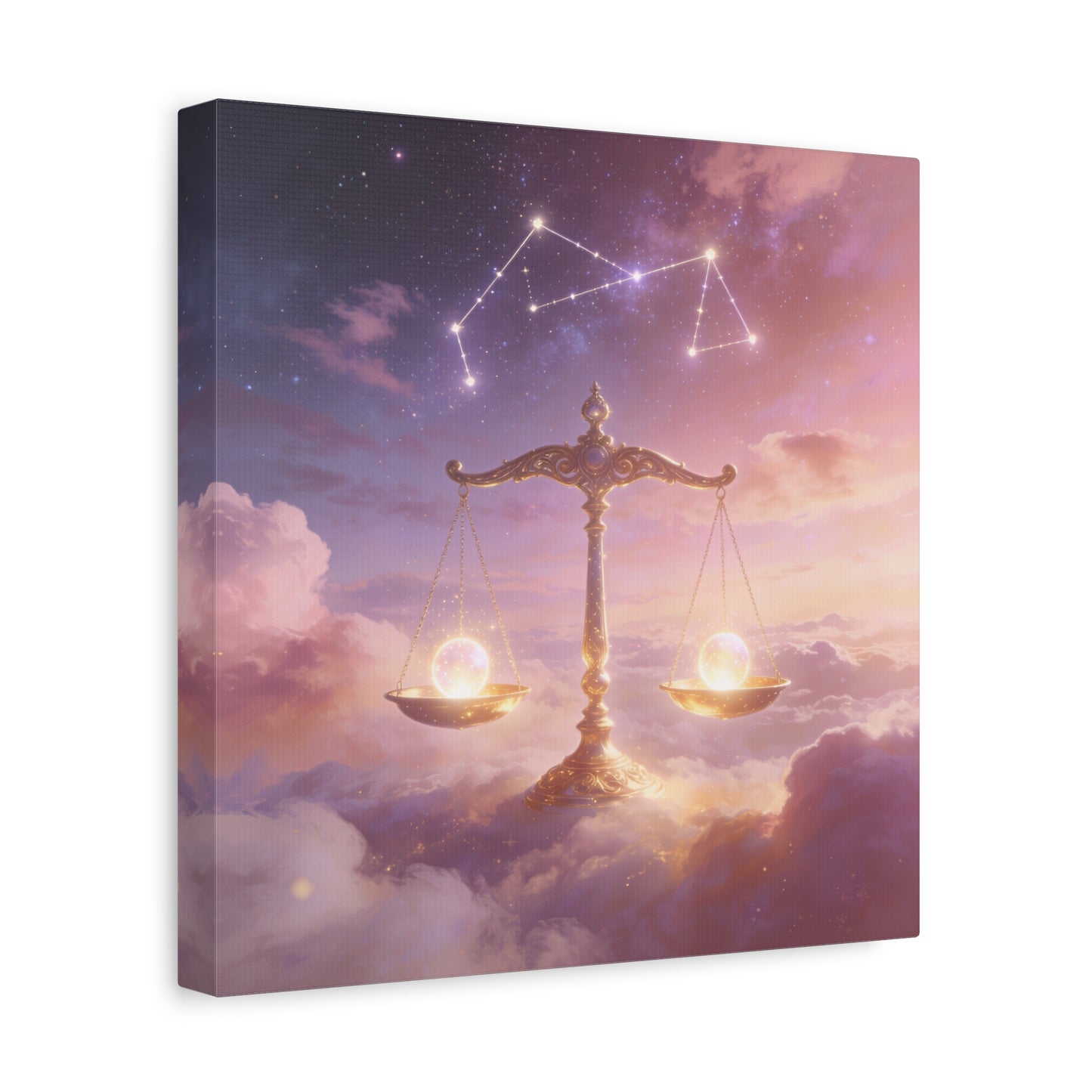 Libra Zodiac Canvas Wall Art - Celestial Scales, Pink Purple Sky, Astrology Decor - Dreamy Matte Canvas Print - Bedroom Wall Decor, Meditation Space Accent, Office Art - Bedroom Home Decoration