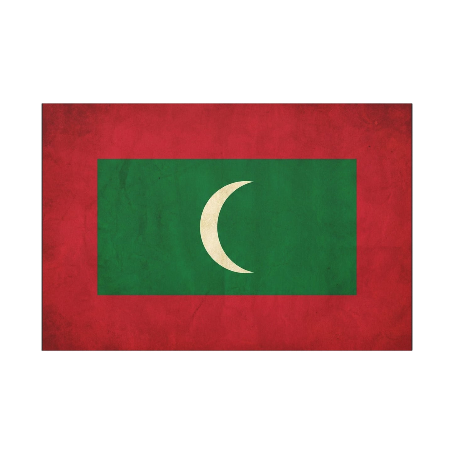 Maldives Flag Canvas Wall Art - Vintage National Banner Print, Red Green White Crescent - Patriotic Typography Style - Living Room Wall Decor, Bedroom Home Decoration - Bedroom Home Decoration