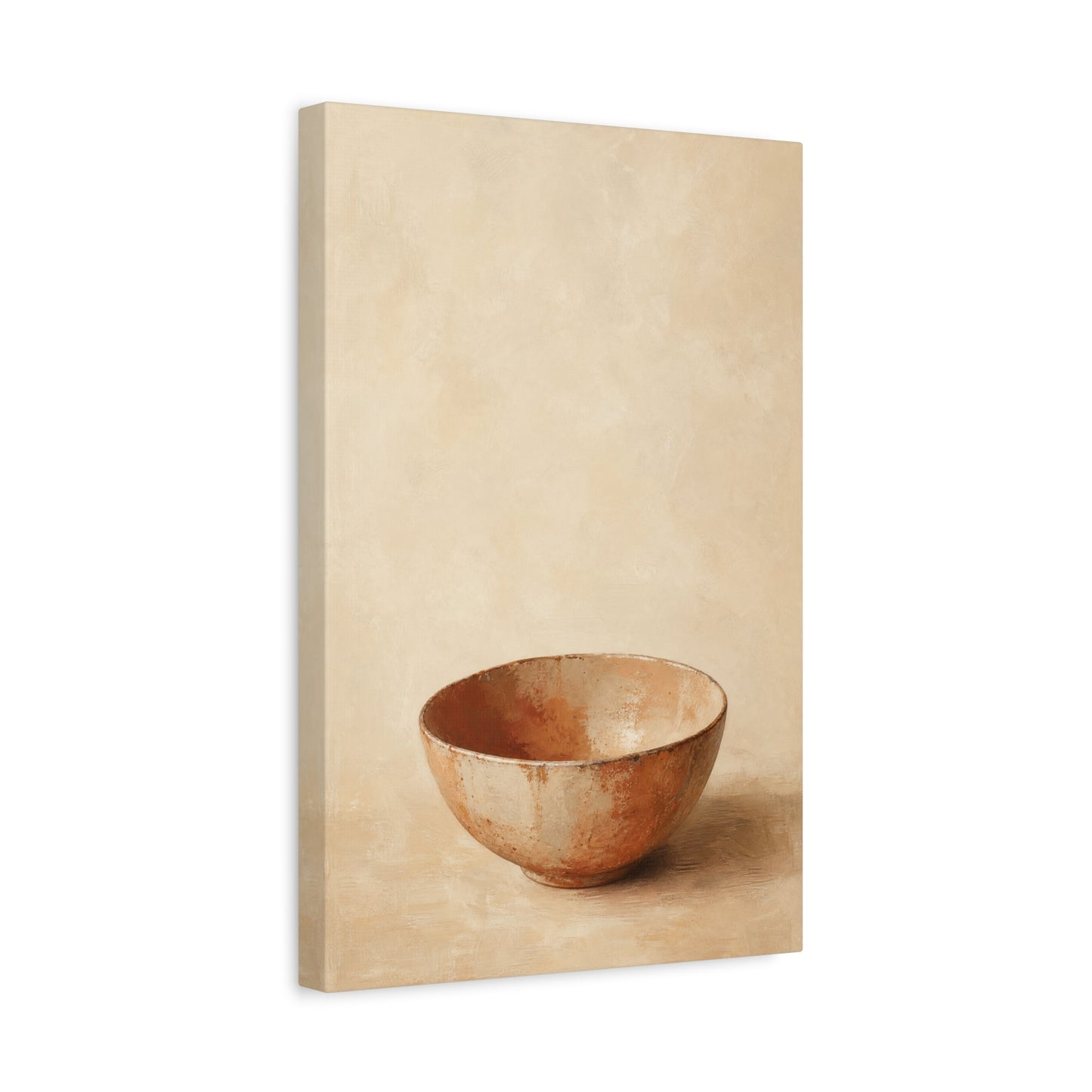 Rustic Ceramic Bowl Canvas Wall Art - Minimalist Still Life Neutral Beige Cotton Print - Contemporary Kitchen Wall Decor, Dining Room Accent, Modern Farmhouse Home Decoration - Bedroom Home Decoration
