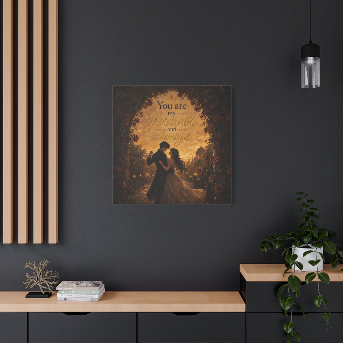 "You Are My Forever And Always." Romantic Couple Canvas Wall Art - Vintage Rose Arch Sunset Quote Print - Bedroom Home Decoration - Living Room Wall Decor - Bedroom Home Decoration - Ready to Hang