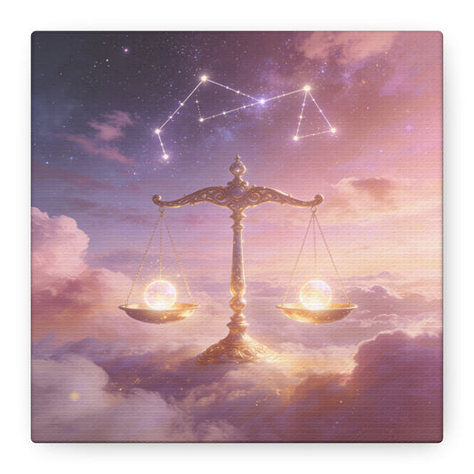 Libra Zodiac Canvas Wall Art - Celestial Scales, Pink Purple Sky, Astrology Decor - Dreamy Matte Canvas Print - Bedroom Wall Decor, Meditation Space Accent, Office Art - Bedroom Home Decoration