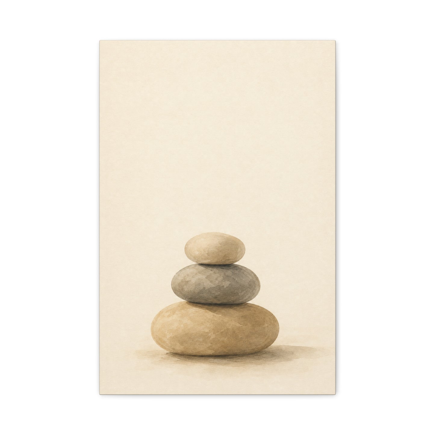 Stacked Zen Stones Canvas Wall Art - Minimalist Neutral Balance Painting, Calming Cotton Canvas Print - Contemporary Spa Style - Bedroom Wall Decor, Meditation Space Accent - Bedroom Home Decoration