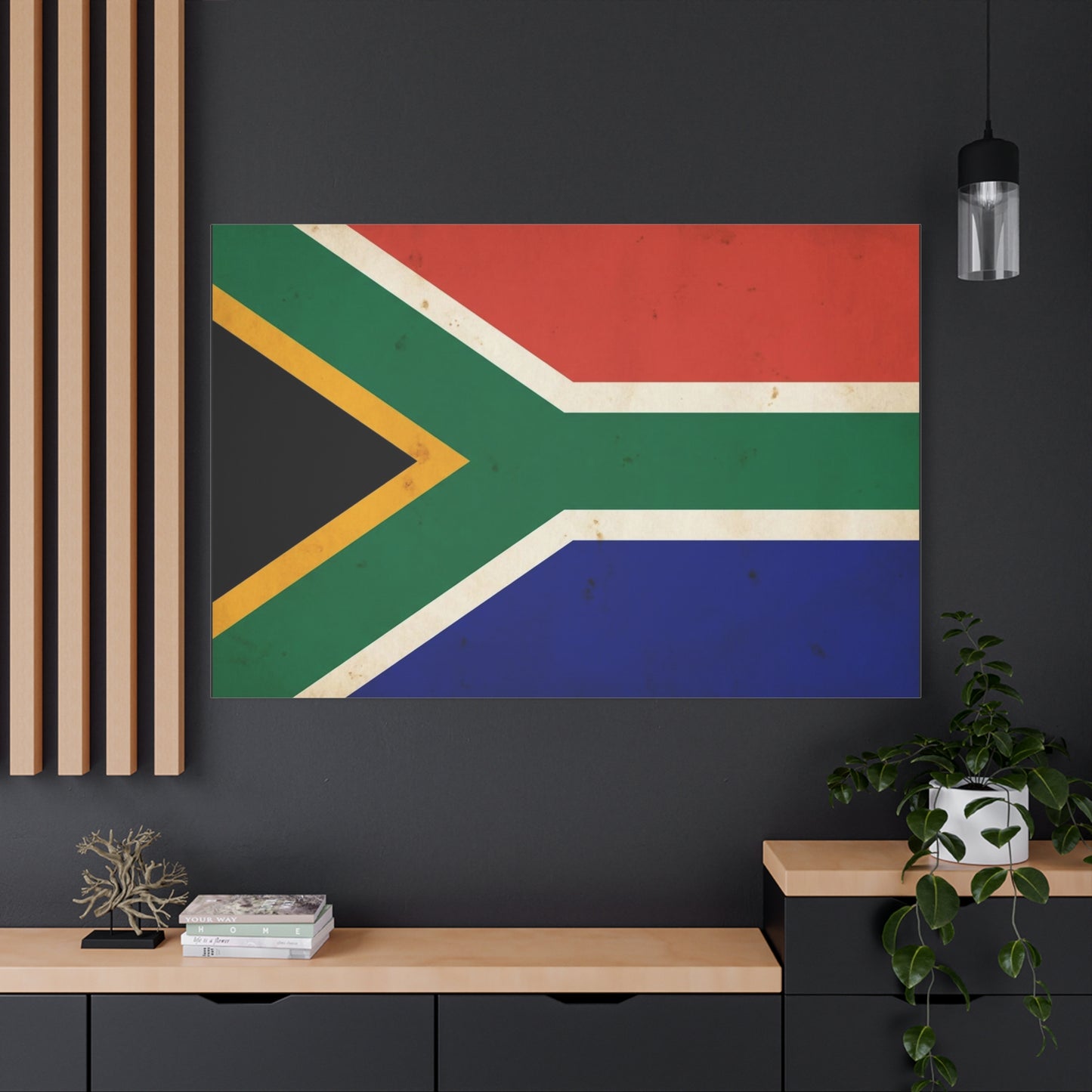 South Africa Flag Canvas Wall Art - Vintage National Pride Decor, Patriotic Country Print, Textured Cotton Artwork, Living Room Wall Decor, Office Display - Ready to Hang - Bedroom Home Decoration
