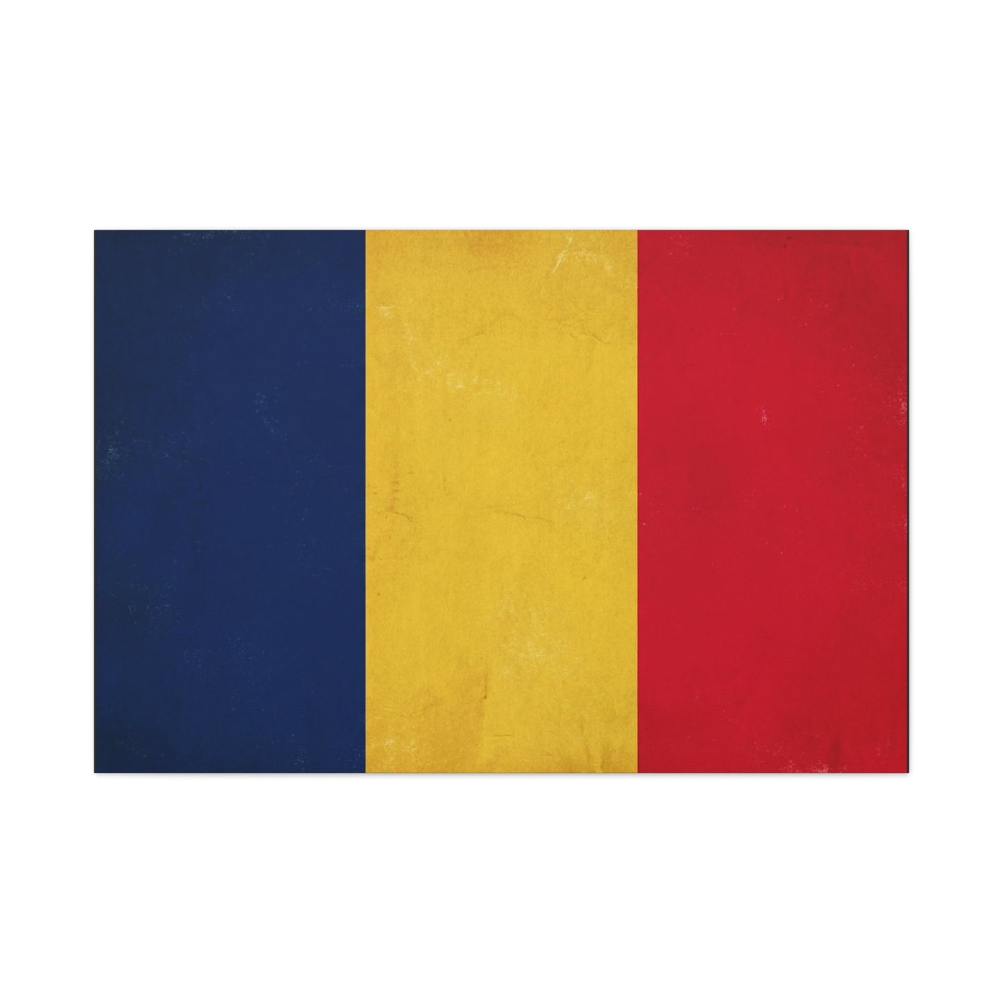 Romania Flag Canvas Wall Art - Vintage Tricolor Country Print, Blue Yellow Red Patriotic Decor - Minimalist Textured Artwork - Living Room Wall Decor - Bedroom Home Decoration - Modern Farmhouse Style
