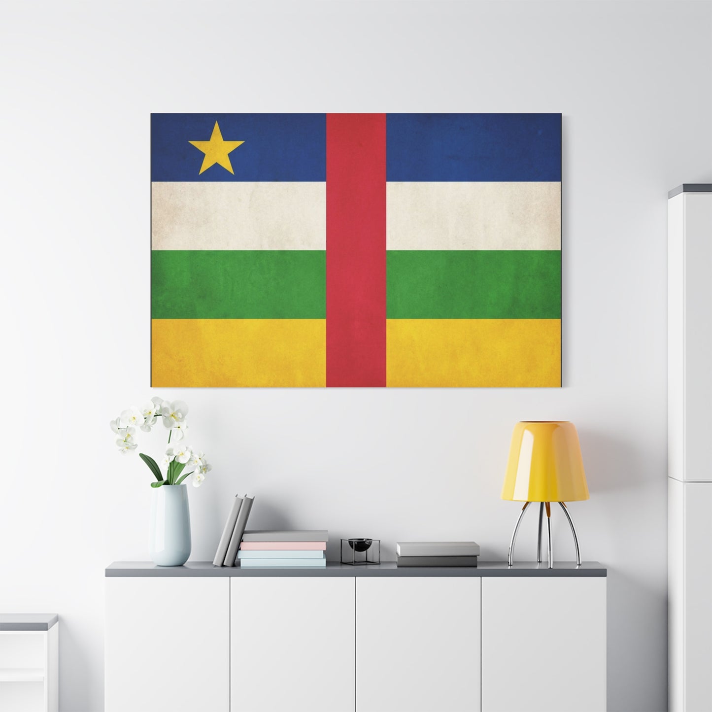 Central African Republic Flag Canvas Wall Art - Vintage National Pride Decor, Patriotic Color Block Print - Traditional Style - Living Room Wall Decor, Bedroom Home Decoration - Modern Farmhouse Style