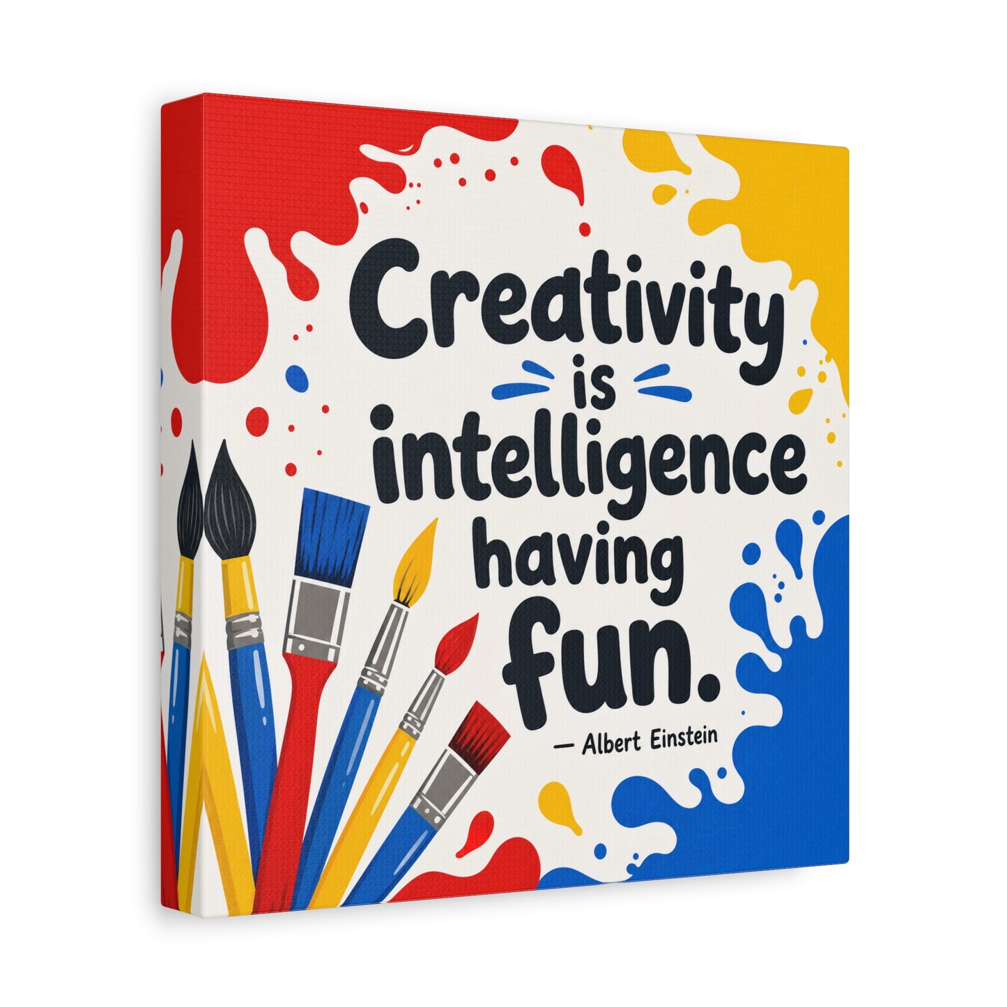 "Creativity Is Intelligence Having Fun." Albert Einstein Canvas Wall Art - Colorful Quote Print, Classroom Decor, Teacher Office Wall Hanging, Kids Playroom Home Decoration - Bedroom Home Decoration