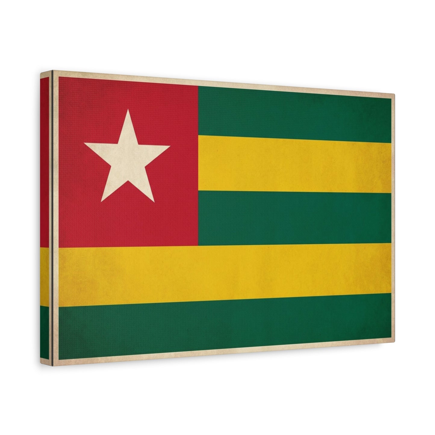 Togo Flag Canvas Wall Art - Vintage National Flag Print, Green Yellow Red Star Decor - Cultural Heritage Style - Living Room Wall Decor, Office Art - Bedroom Home Decoration - Bedroom Home Decoration