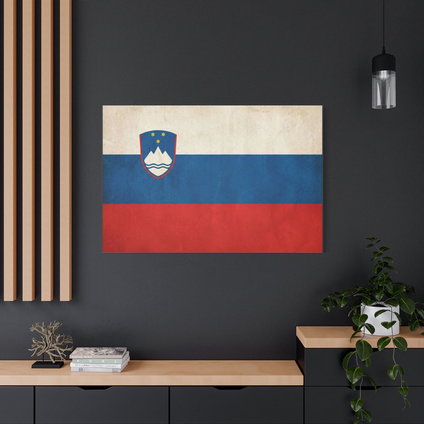 Slovenia Flag Canvas Wall Art - Vintage National Banner Print, Rustic Patriotic Decor - Textured Tricolor Design, Living Room Home Decoration - Living Room Wall Decor - Bedroom Home Decoration