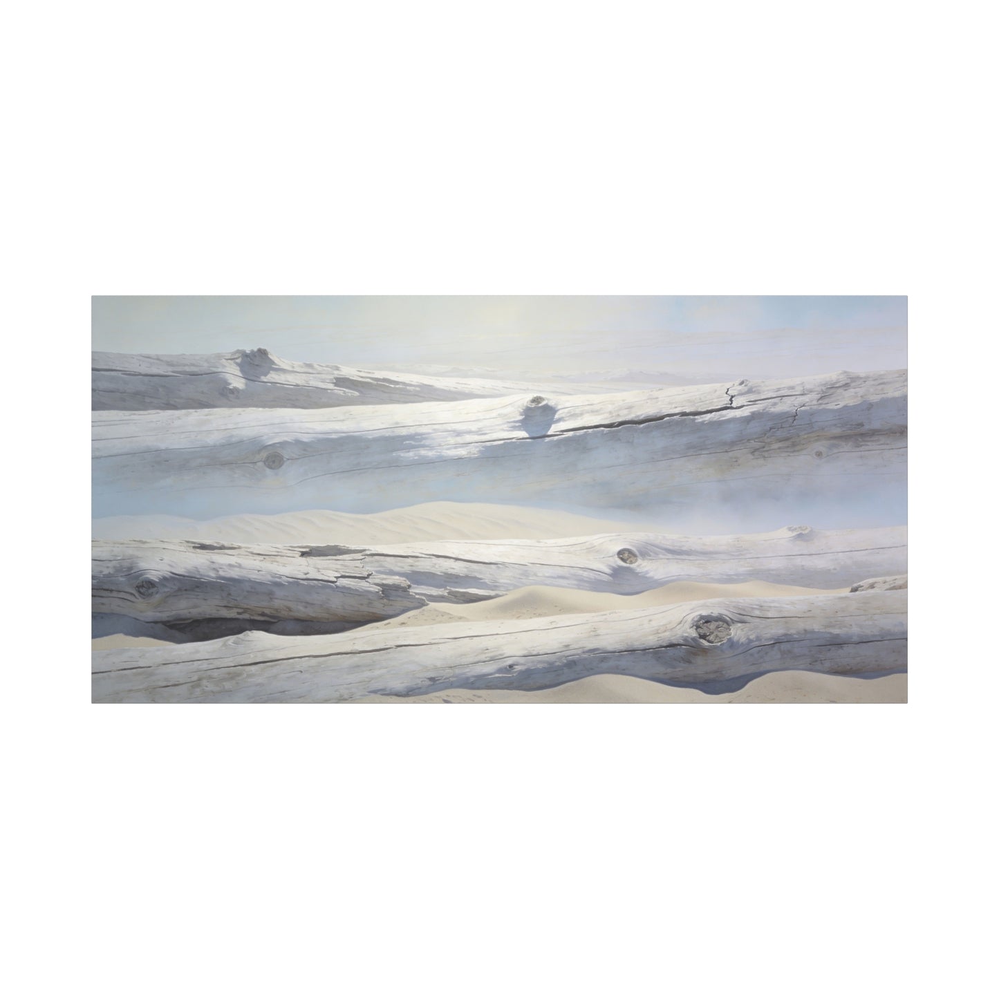 Driftwood Beach Canvas Wall Art - Coastal Sand Dunes Art Print, Soft Blue Beige Neutral Tones - Minimalist Coastal Style - Living Room Wall Decor, Bedroom Home Decoration - Ready to Hang