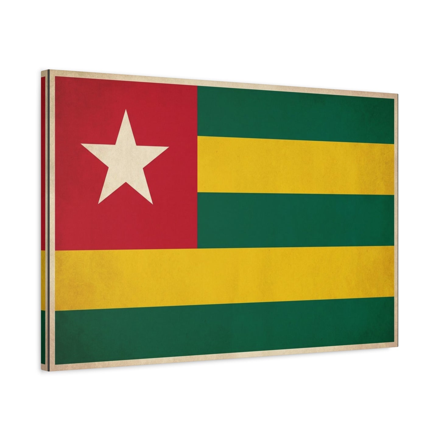 Togo Flag Canvas Wall Art - Vintage National Flag Print, Green Yellow Red Star Decor - Cultural Heritage Style - Living Room Wall Decor, Office Art - Bedroom Home Decoration - Bedroom Home Decoration