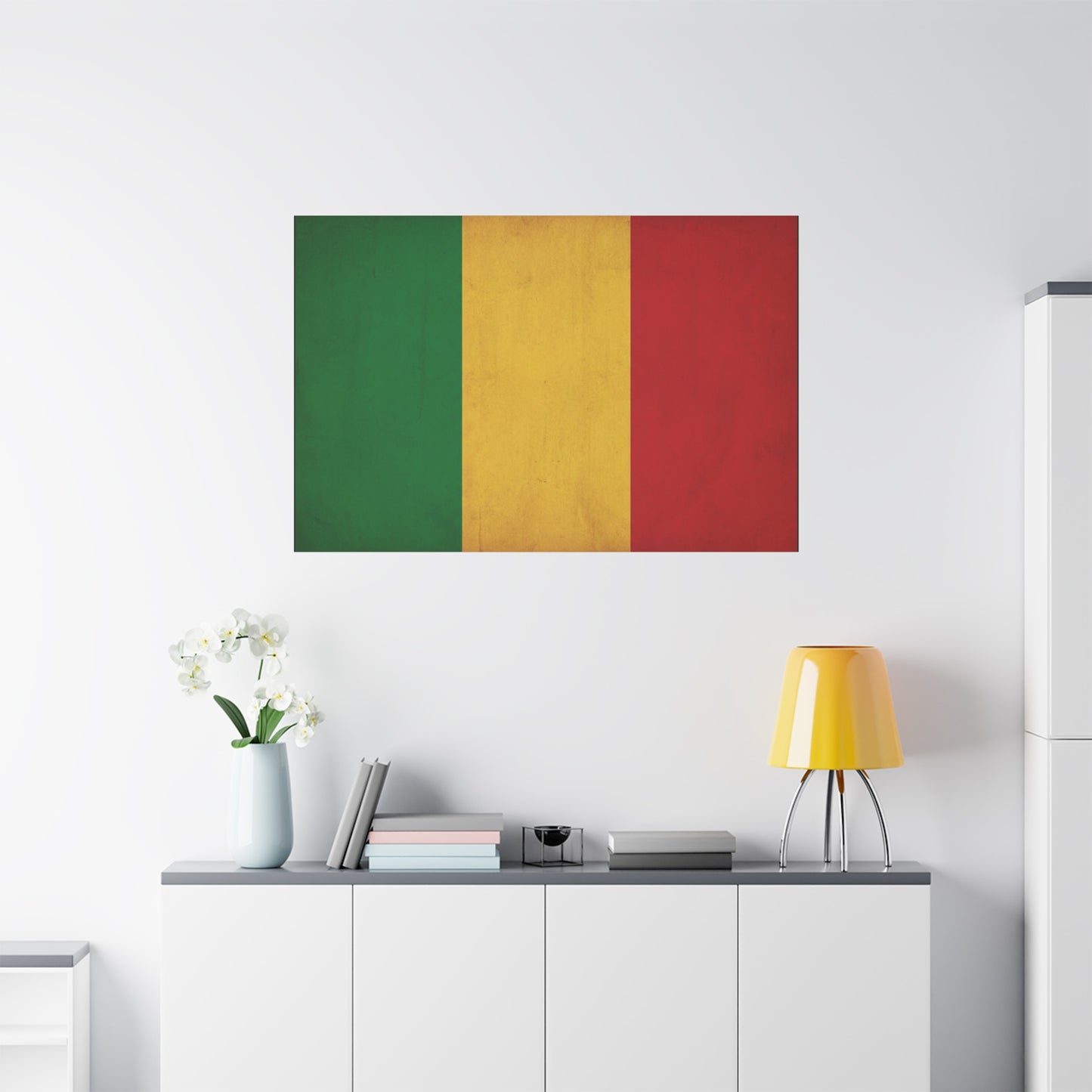 Mali Flag Canvas Wall Art - Green Yellow Red Tricolor National Flag Print - Vintage Textured Cotton Look - Pan African Style, Living Room Wall Decor, Bedroom Home Decoration - Bedroom Home Decoration