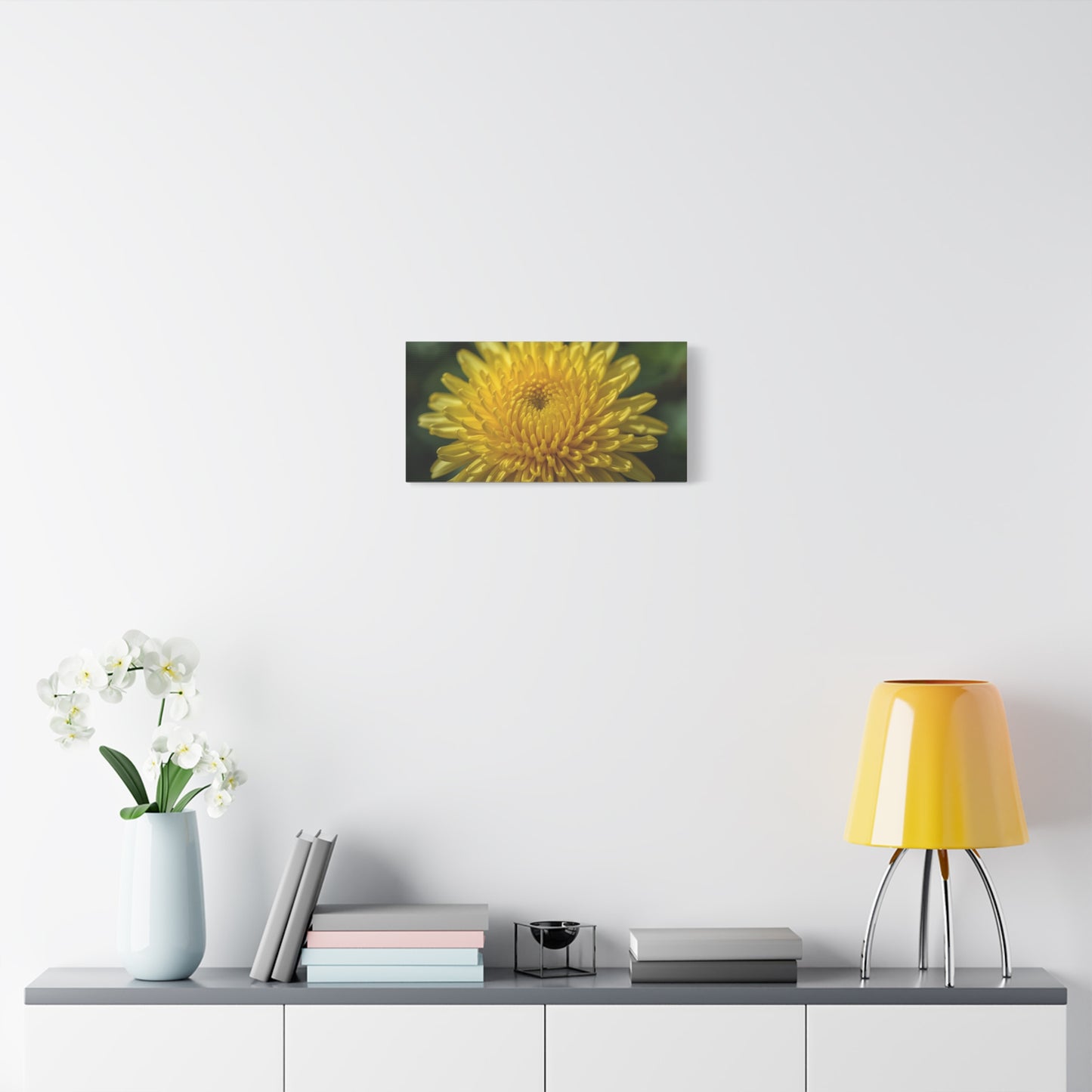 Yellow Chrysanthemum Canvas Wall Art - Floral Macro Art Print, Botanical Canvas Print - Modern Matte Decor, Bedroom Wall Accent, Living Room Home Decoration Office Art - Bedroom Home Decoration