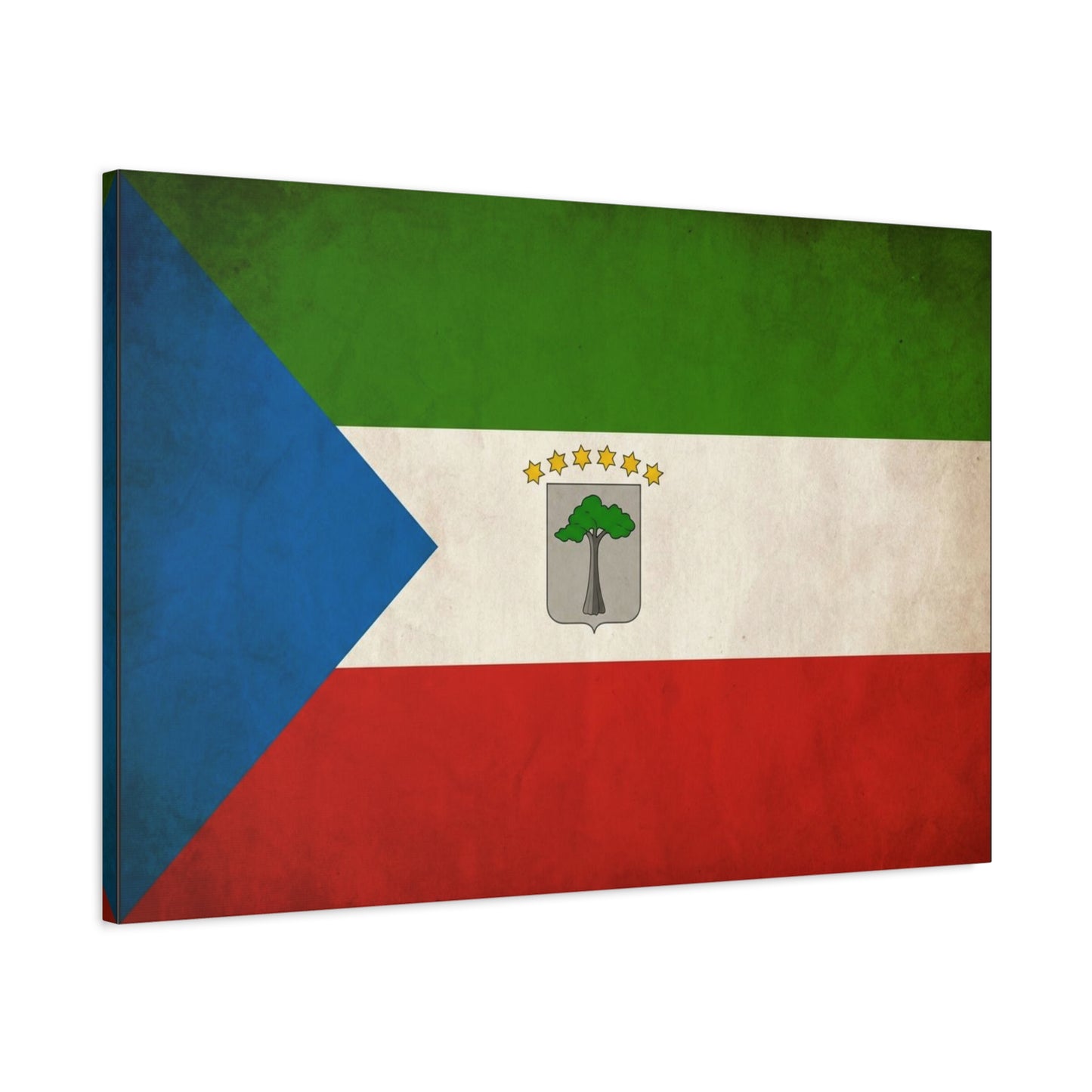 Equatorial Guinea Flag Canvas Wall Art - Vintage National Pride Decor, Distressed Heritage Print - Patriotic Traditional Style - Living Room Wall Decor - Ready to Hang - Bedroom Home Decoration