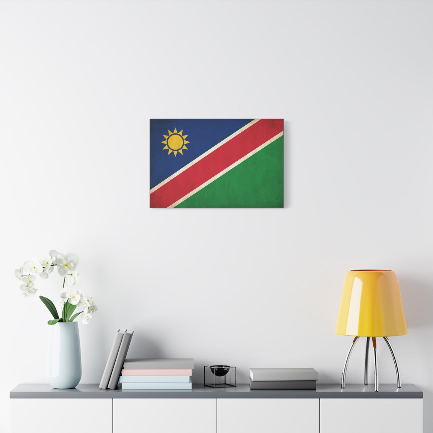Namibia Flag Canvas Wall Art - Vintage National Pride Decor, Sun Emblem Tricolor Print - Traditional Patriotic Style - Living Room Wall Decor - Bedroom Home Decoration - Bedroom Home Decoration