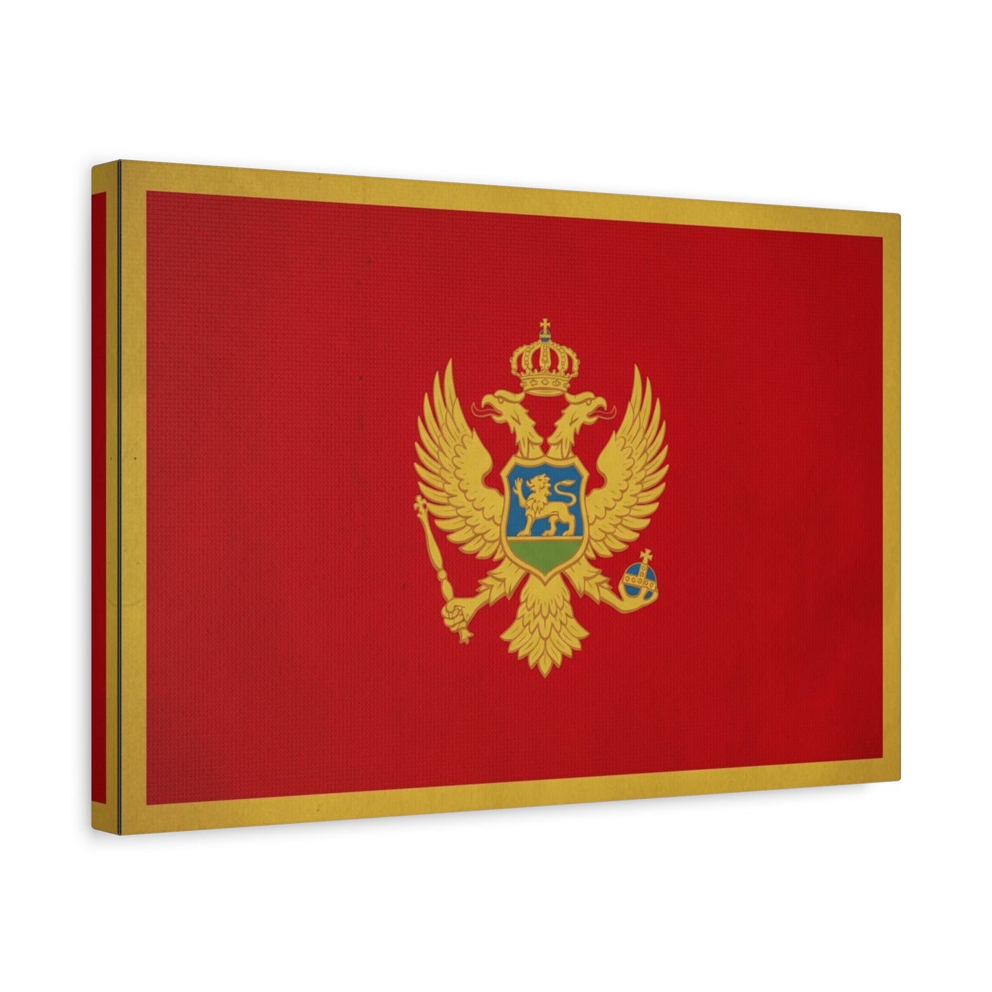 Montenegro Flag Canvas Wall Art - Red Gold Double Headed Eagle Crest Print - Vintage Heraldic Style, Living Room Wall Decor, Office Decoration - Ready to Hang - Bedroom Home Decoration - Ready to Hang