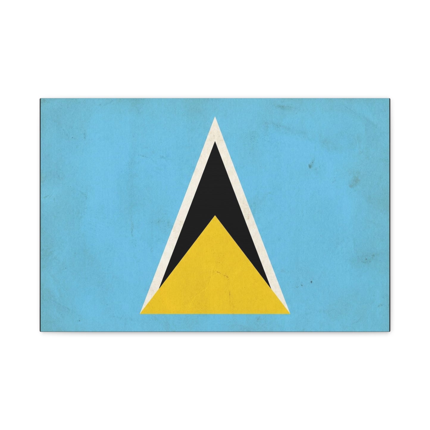 Saint Lucia Flag Canvas Wall Art - Blue Yellow Black Triangle Design, Minimalist Geometric Print - Modern Caribbean Decor - Living Room Wall Decor, Office Art Accent - Bedroom Home Decoration