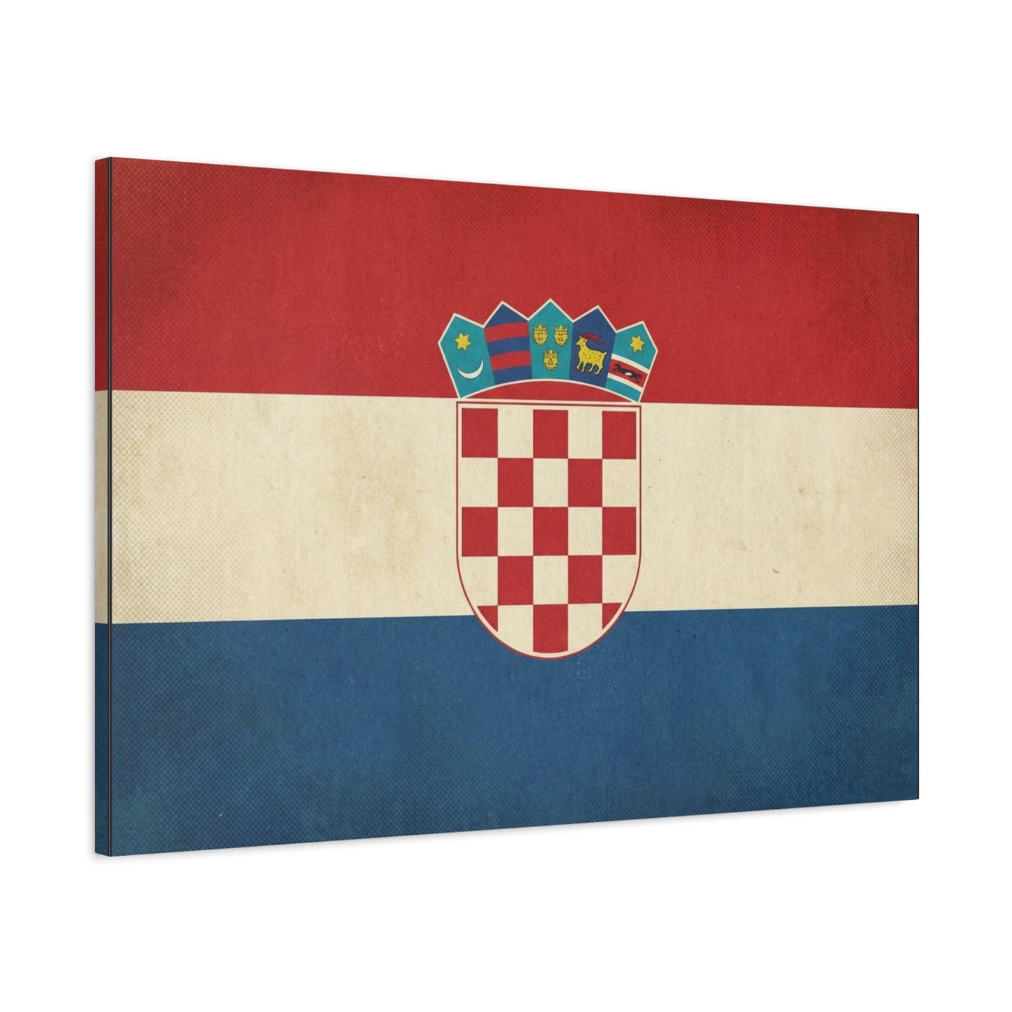Croatian Flag Canvas Wall Art - Vintage Croatia Coat Of Arms Print, Patriotic Red White Blue Decor - Traditional Style - Living Room Decoration - Living Room Wall Decor - Bedroom Home Decoration