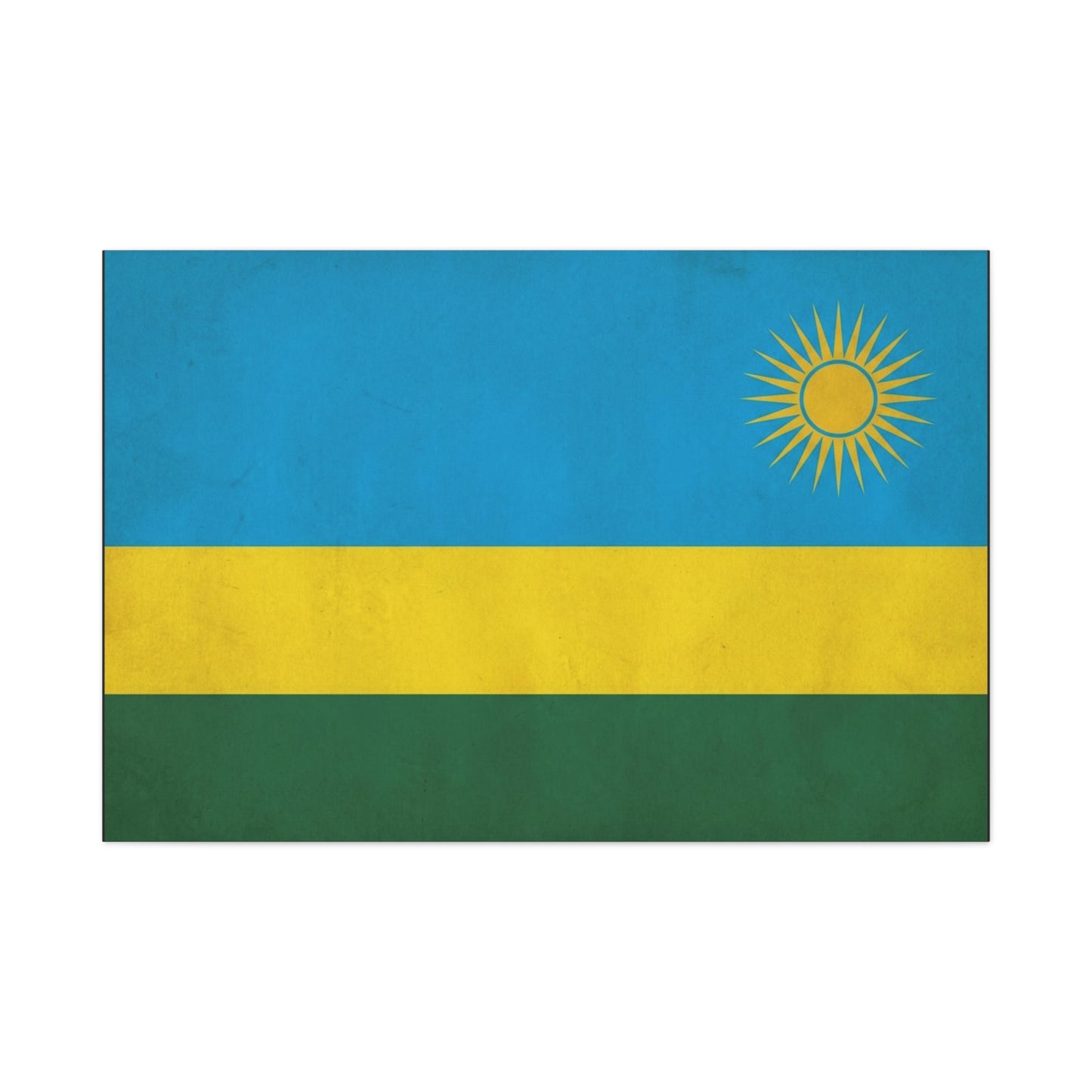 Rwanda Flag Canvas Wall Art - Blue Yellow Green National Banner Print, Sun Emblem Country Pride Decor - Vintage Style Wall Decor - Bedroom Home Decoration - Bedroom Home Decoration - Ready to Hang