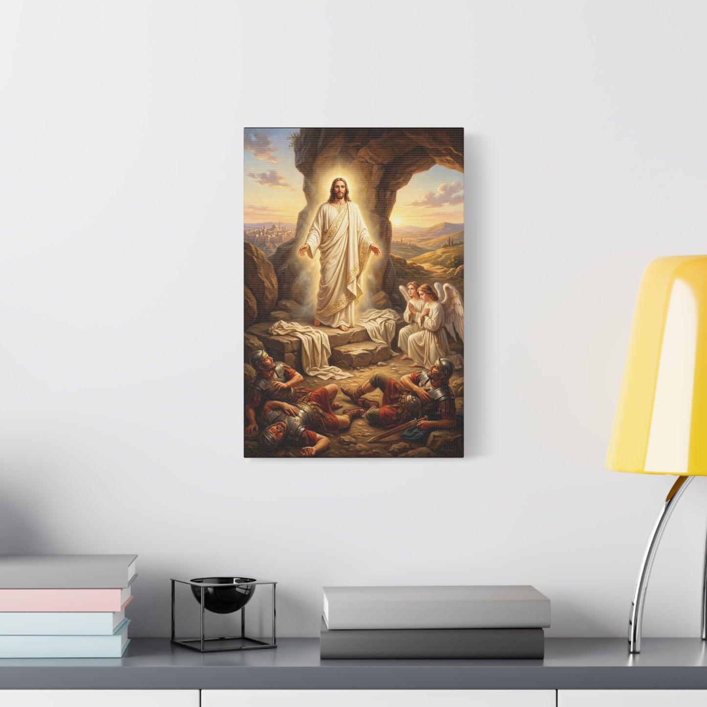 Jesus Christ Resurrection Canvas Wall Art - Empty Tomb, Angels, Roman Guards - Traditional Religious Print, Living Room Wall Decor, Bedroom Home Decoration - Bedroom Home Decoration - Ready to Hang