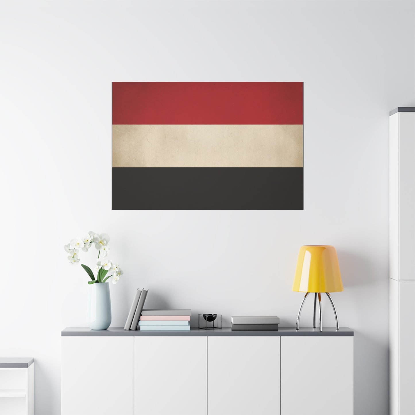 Yemen Flag Canvas Wall Art - Red White Black Horizontal Banner Print - Minimalist Patriotic Artwork - Contemporary Wall Decor For Living Room Bedroom Office Display - Bedroom Home Decoration