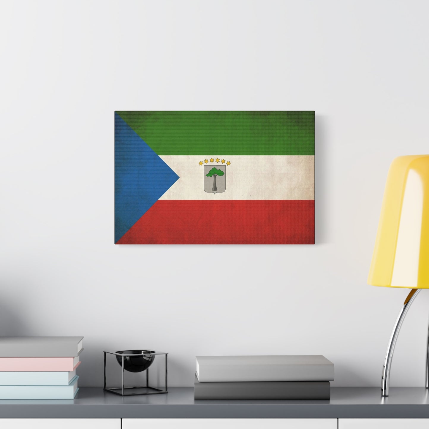 Equatorial Guinea Flag Canvas Wall Art - Vintage National Pride Decor, Distressed Heritage Print - Patriotic Traditional Style - Living Room Wall Decor - Ready to Hang - Bedroom Home Decoration
