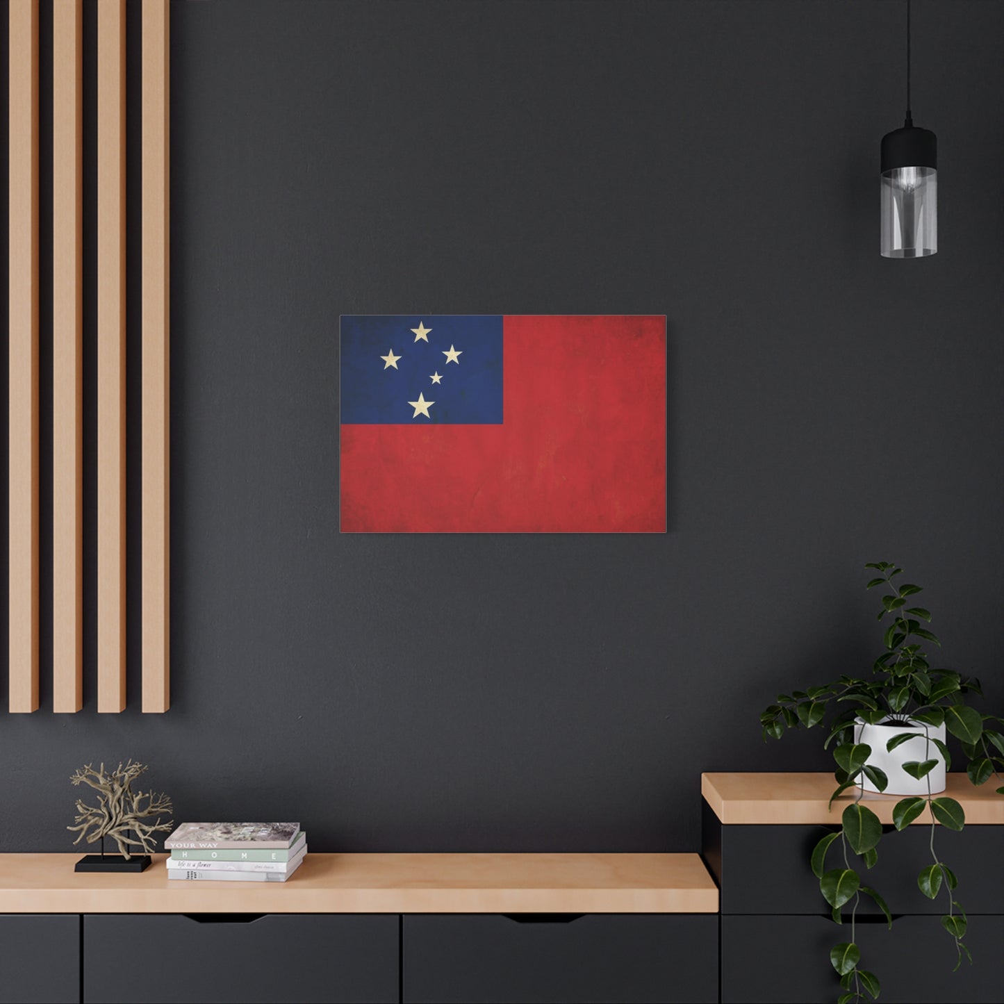Samoa Flag Canvas Wall Art - Vintage Polynesian Nation Banner Print, Patriotic Island Decor - Matte Cotton Artwork - Living Room Home Decoration, Office Accent - Living Room Wall Decor - Ready to Hang