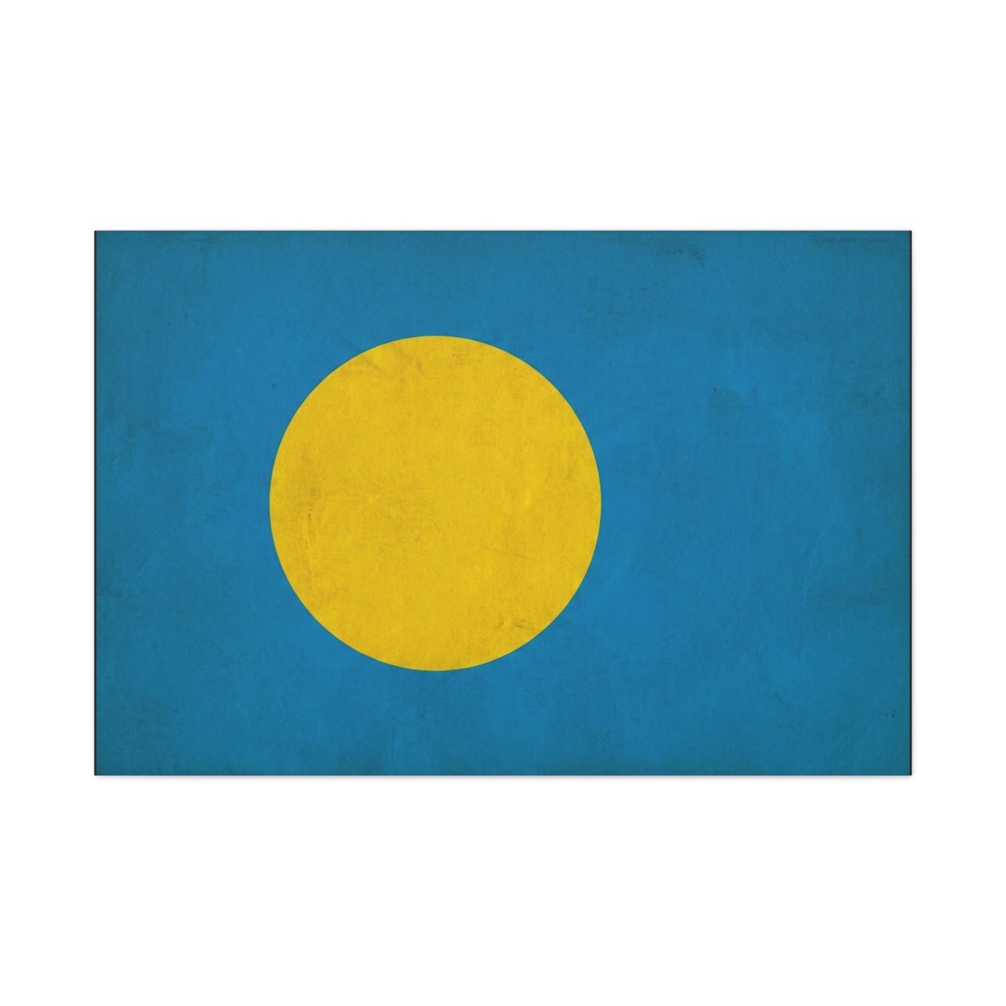 Palau Flag Canvas Wall Art - Blue Field With Golden Yellow Disc - Minimalist Tropical Island Print - Modern Living Room Wall Decor, Bedroom Home Decoration, Office Accent - Bedroom Home Decoration
